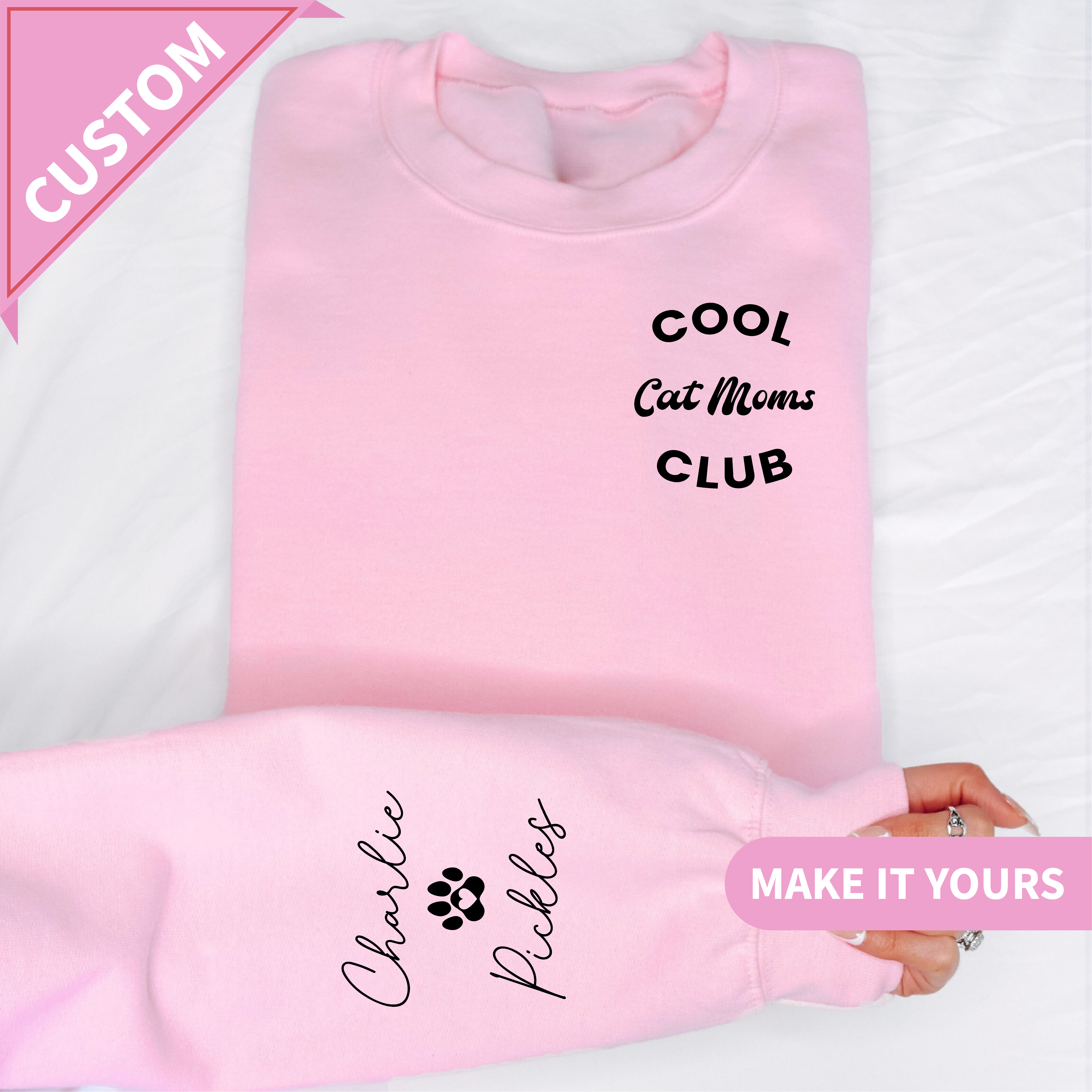 Custom Cat Mom With Cat Name Sweatshirt