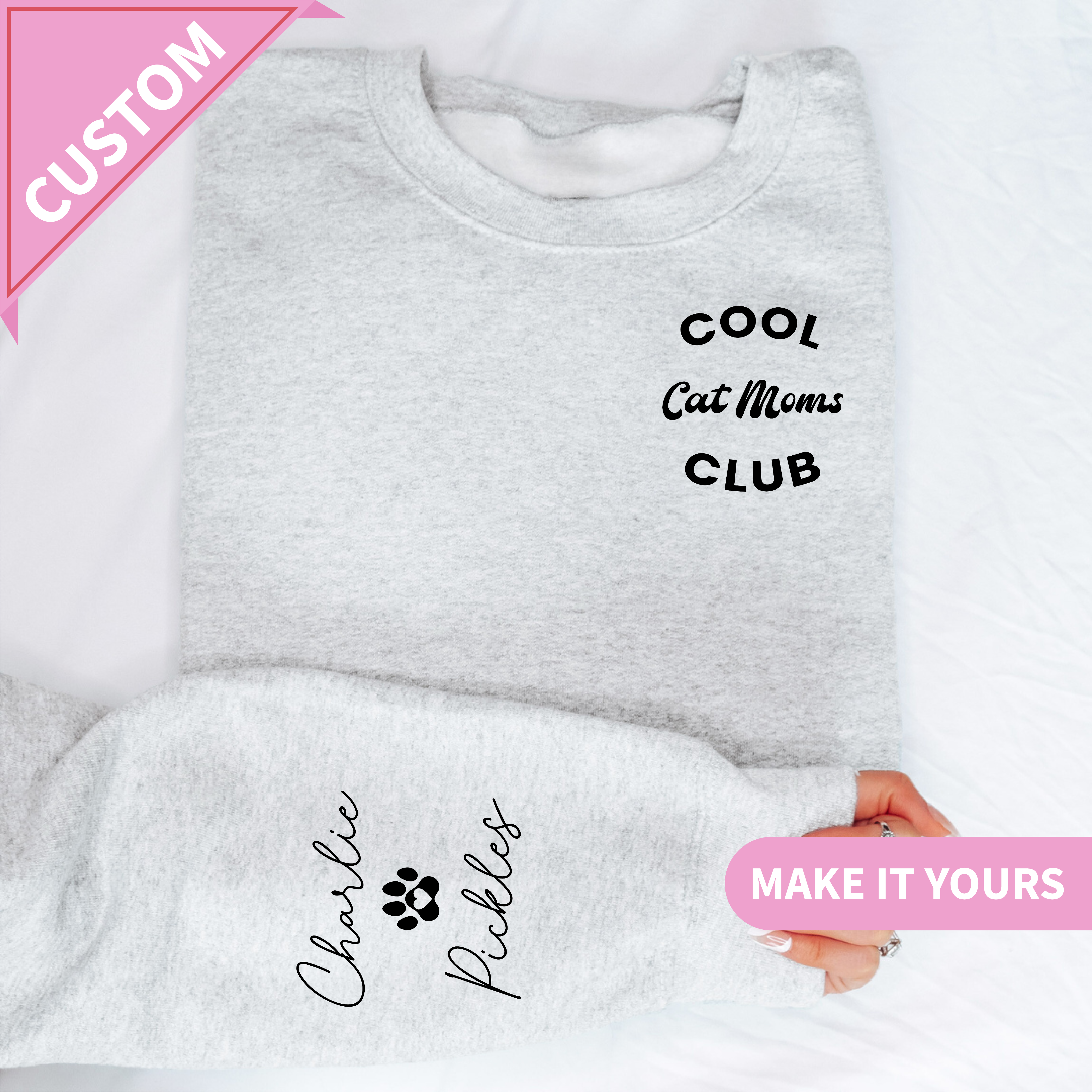 Custom Cat Mom With Cat Name Sweatshirt