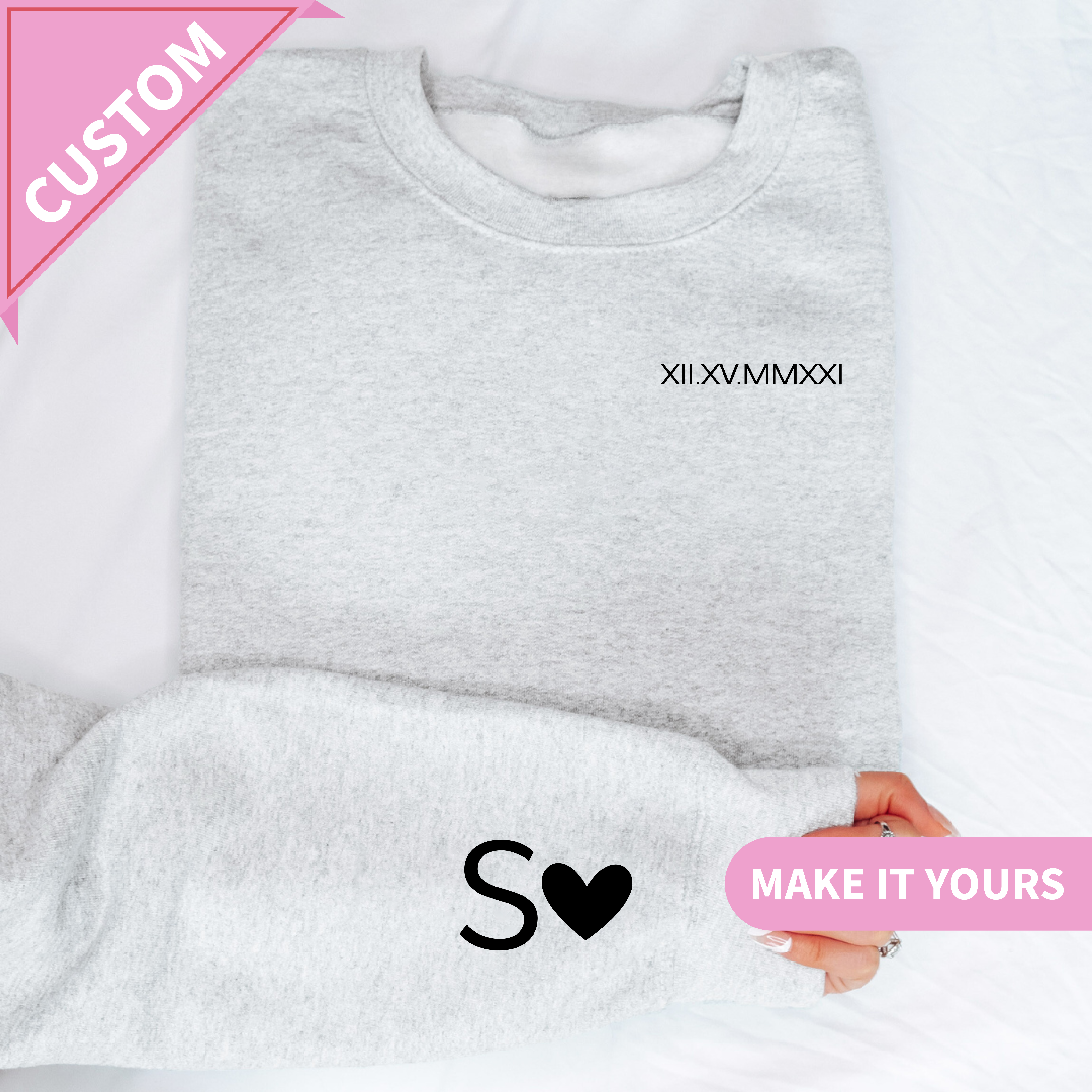 Personalized Embroidered Roman Numeral Sweatshirt
