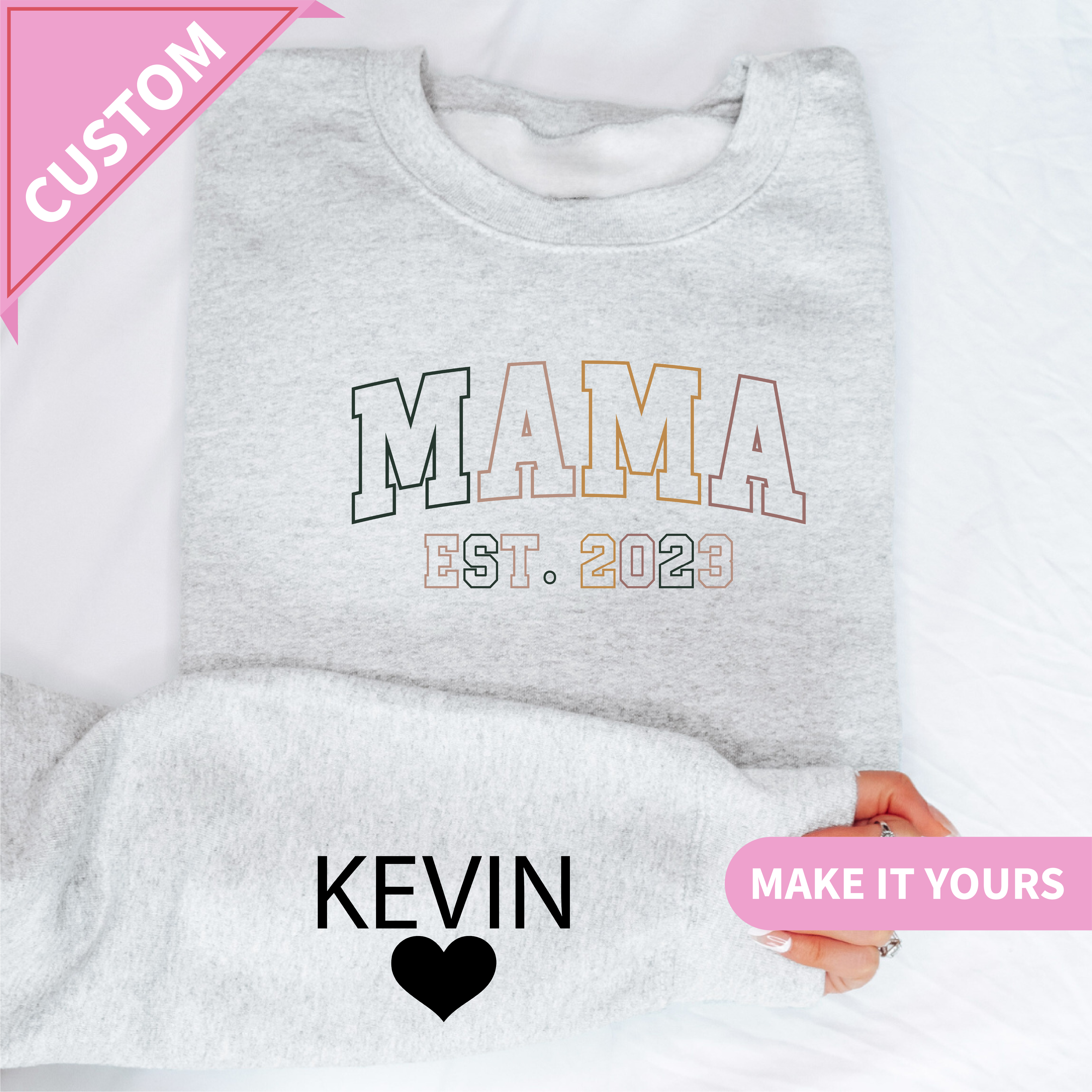 Custom Mama EST Year & Kids’ Names Sweatshirt