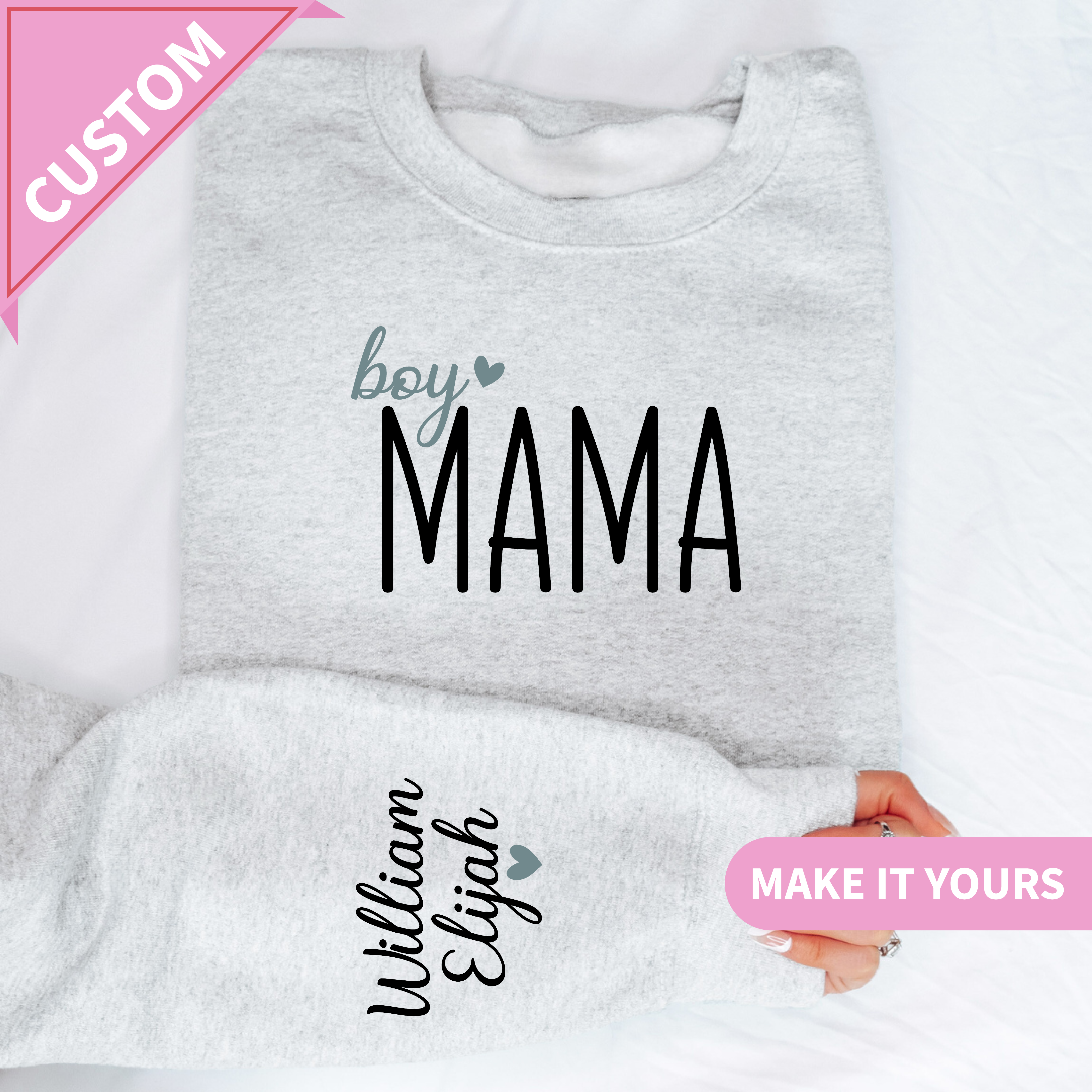 Custom Boy Mama With Kids Names Gift Sweatshirt