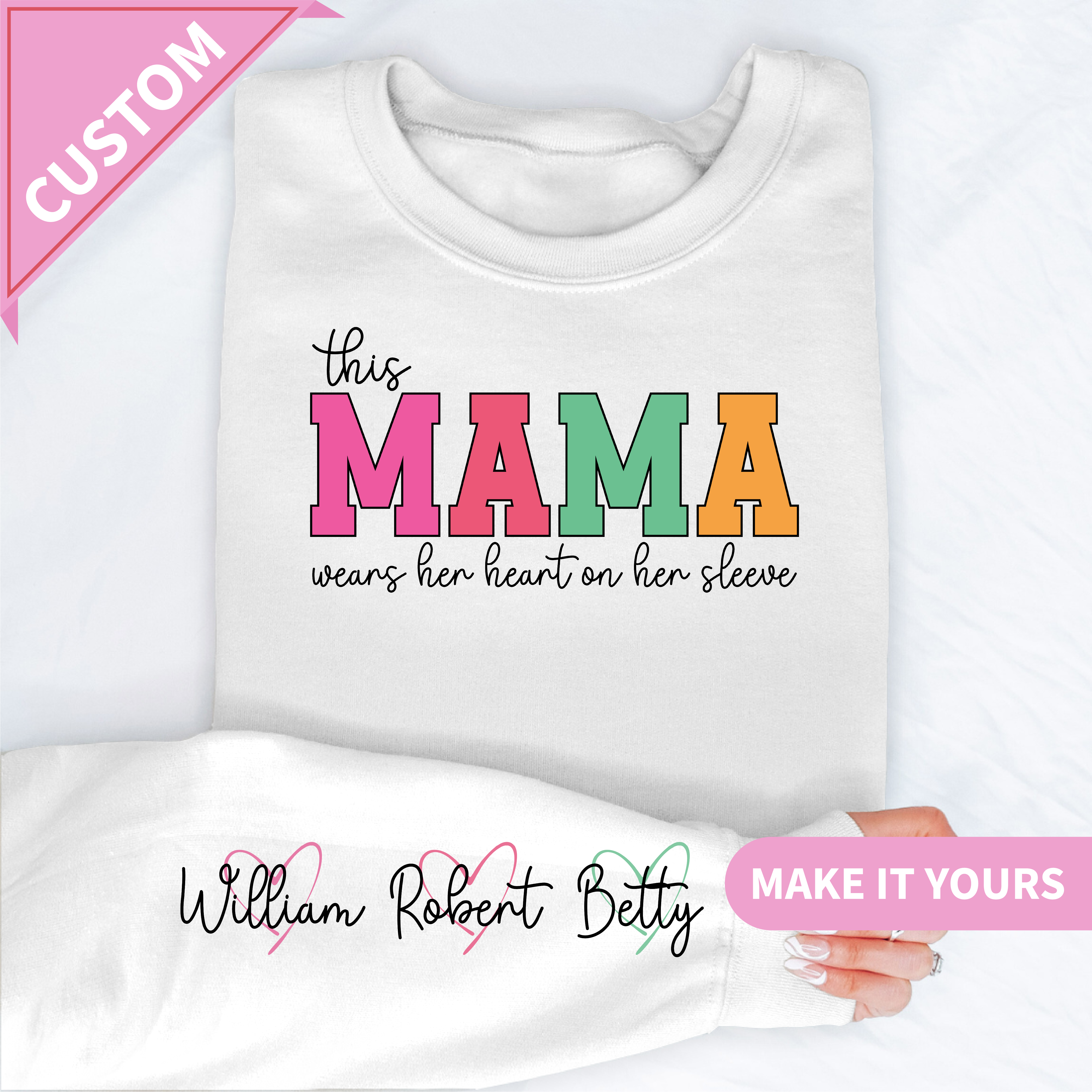 Custom MAMA Colorful Personalized Gift For Moms Sweatshirt