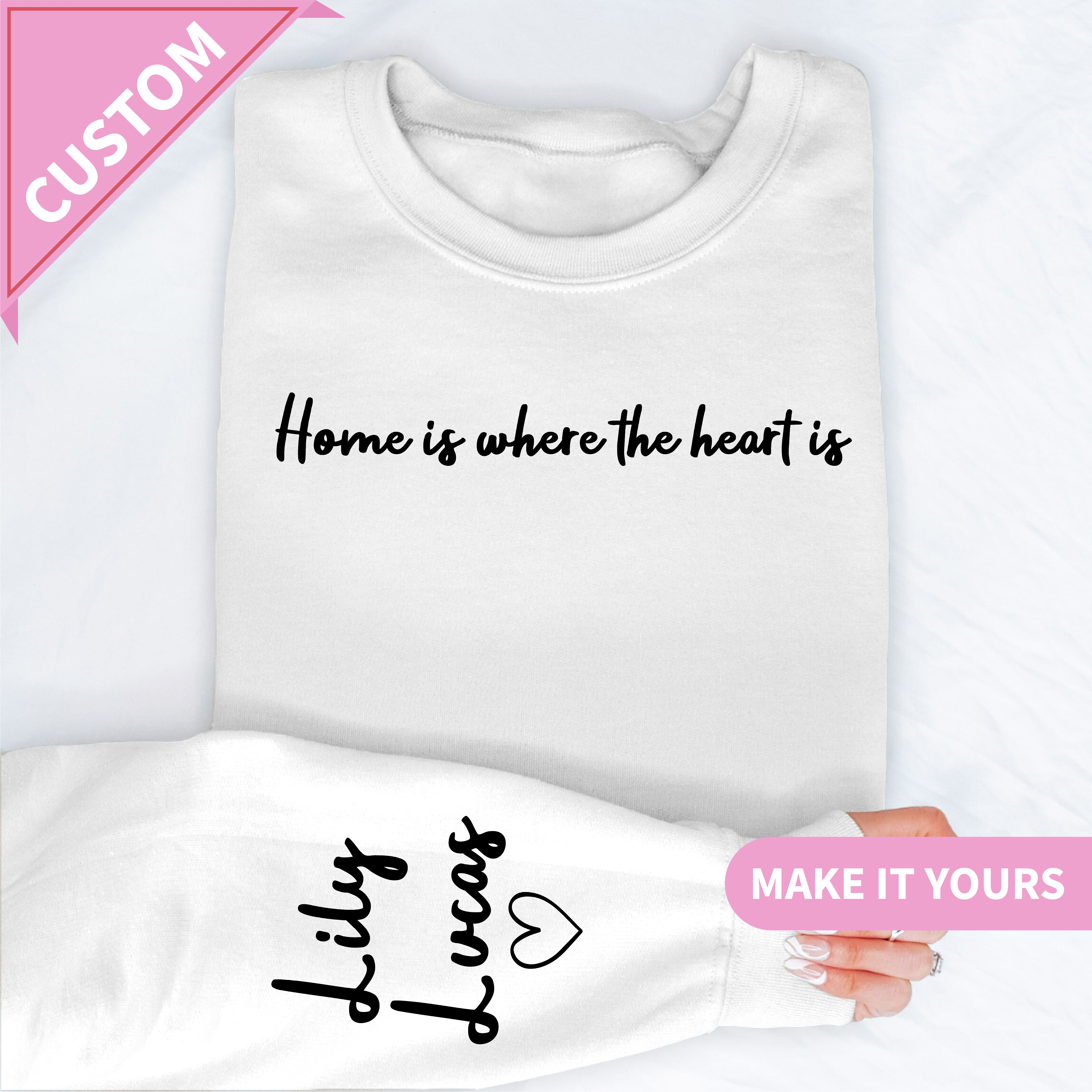 Custom Heart Text Name Print Sweatshirt