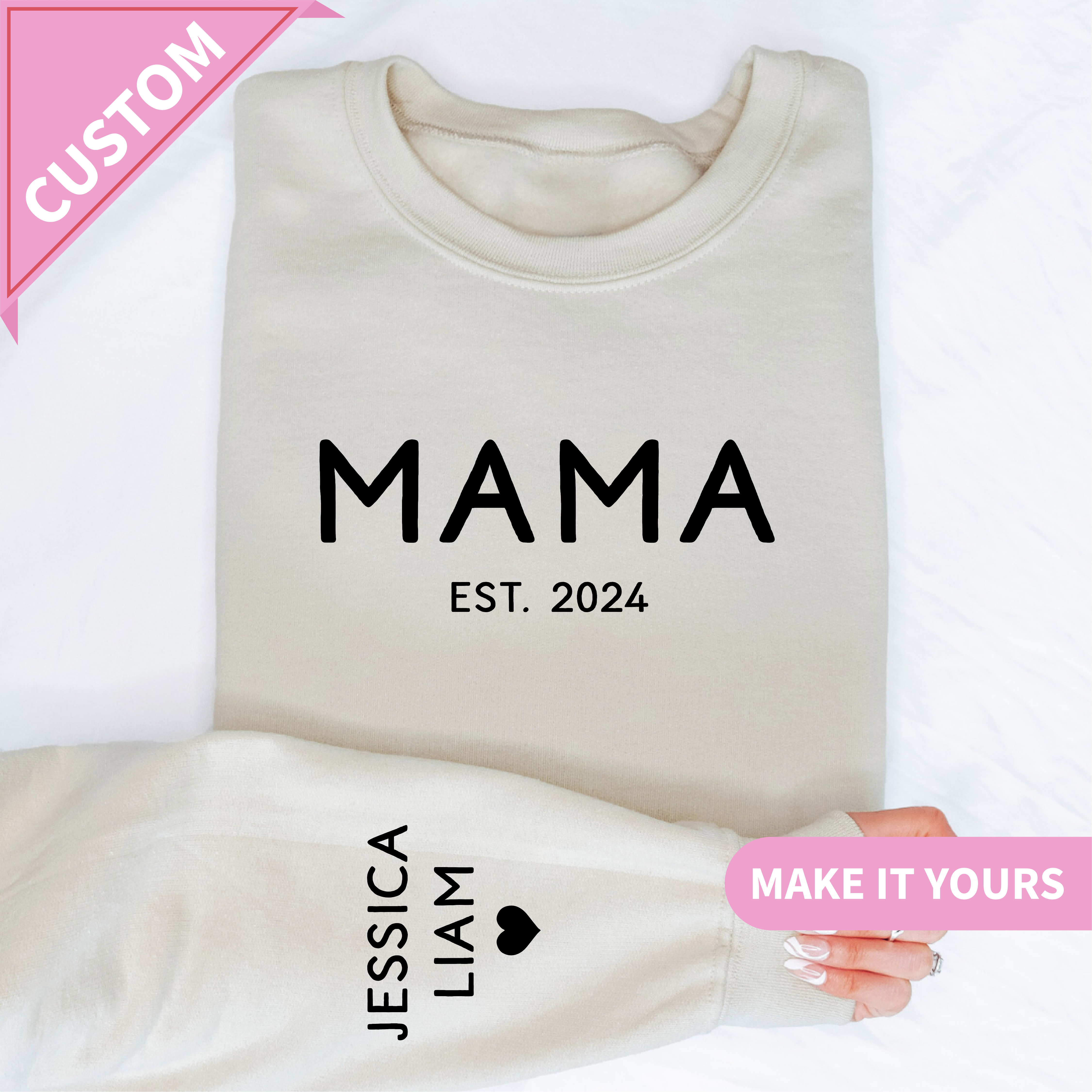 Custom Mama With Kids Names Sweatshirt