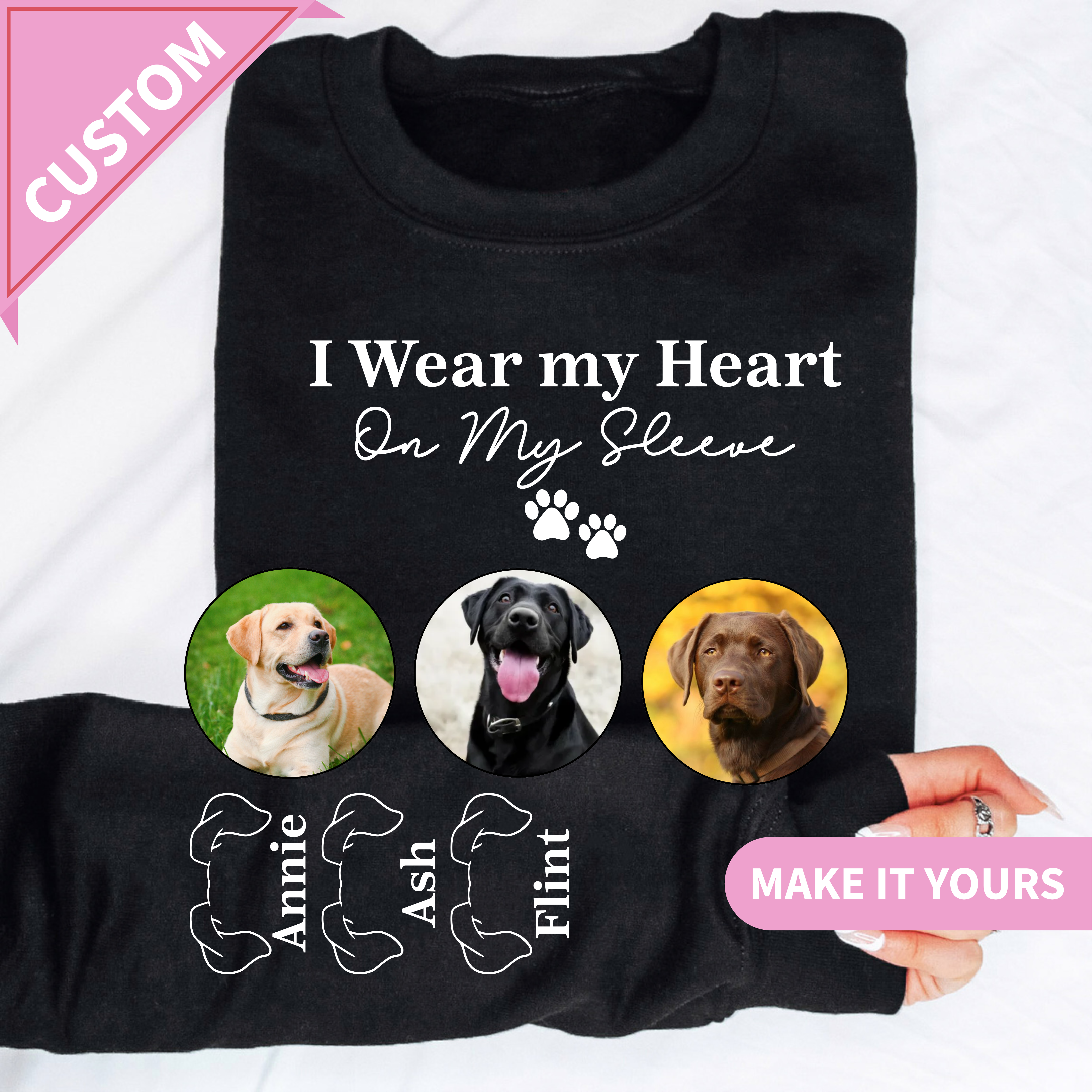 Custom I Wear My Heart On My Sleeve Name Sweatshirt