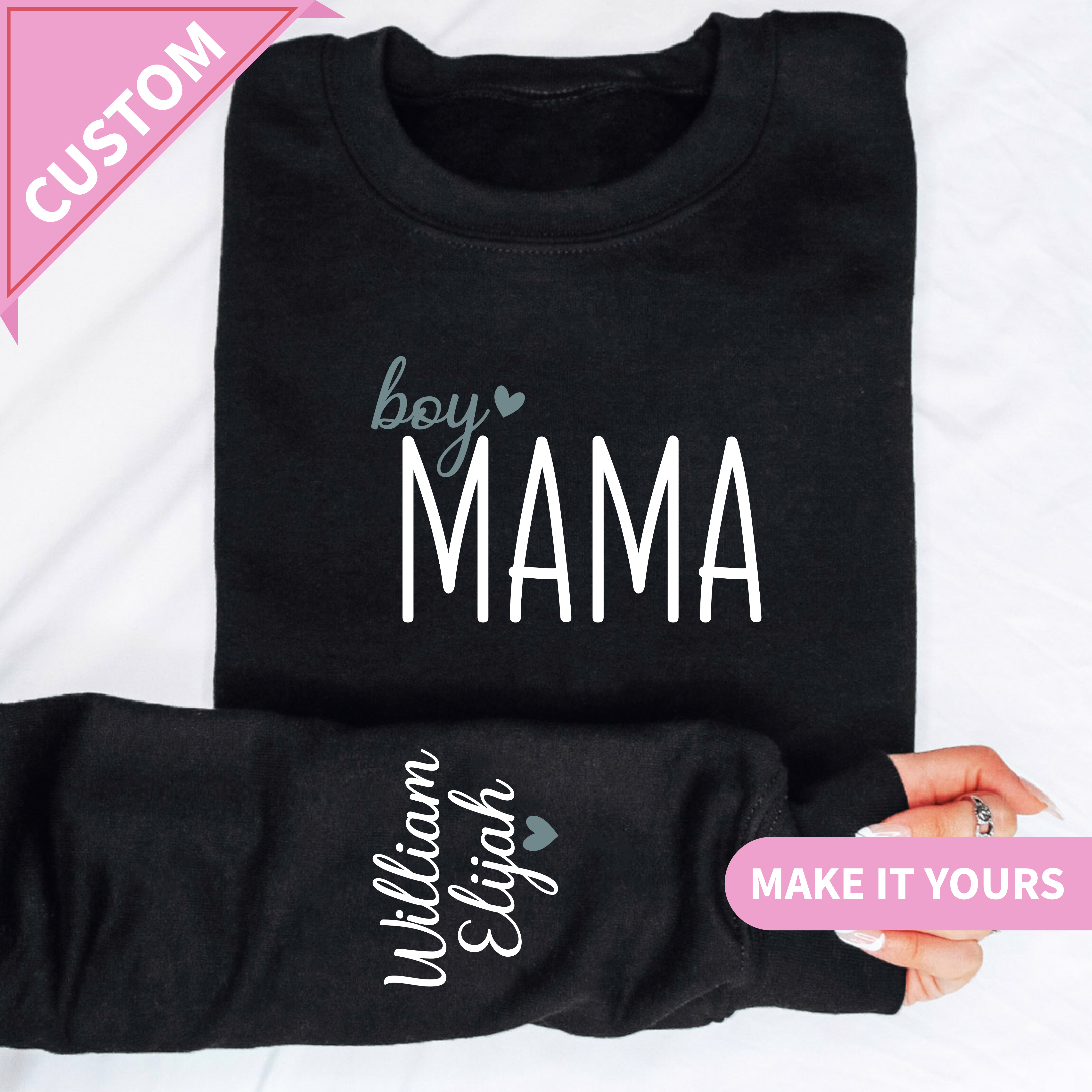 Custom Boy Mama With Kids Names Gift Sweatshirt