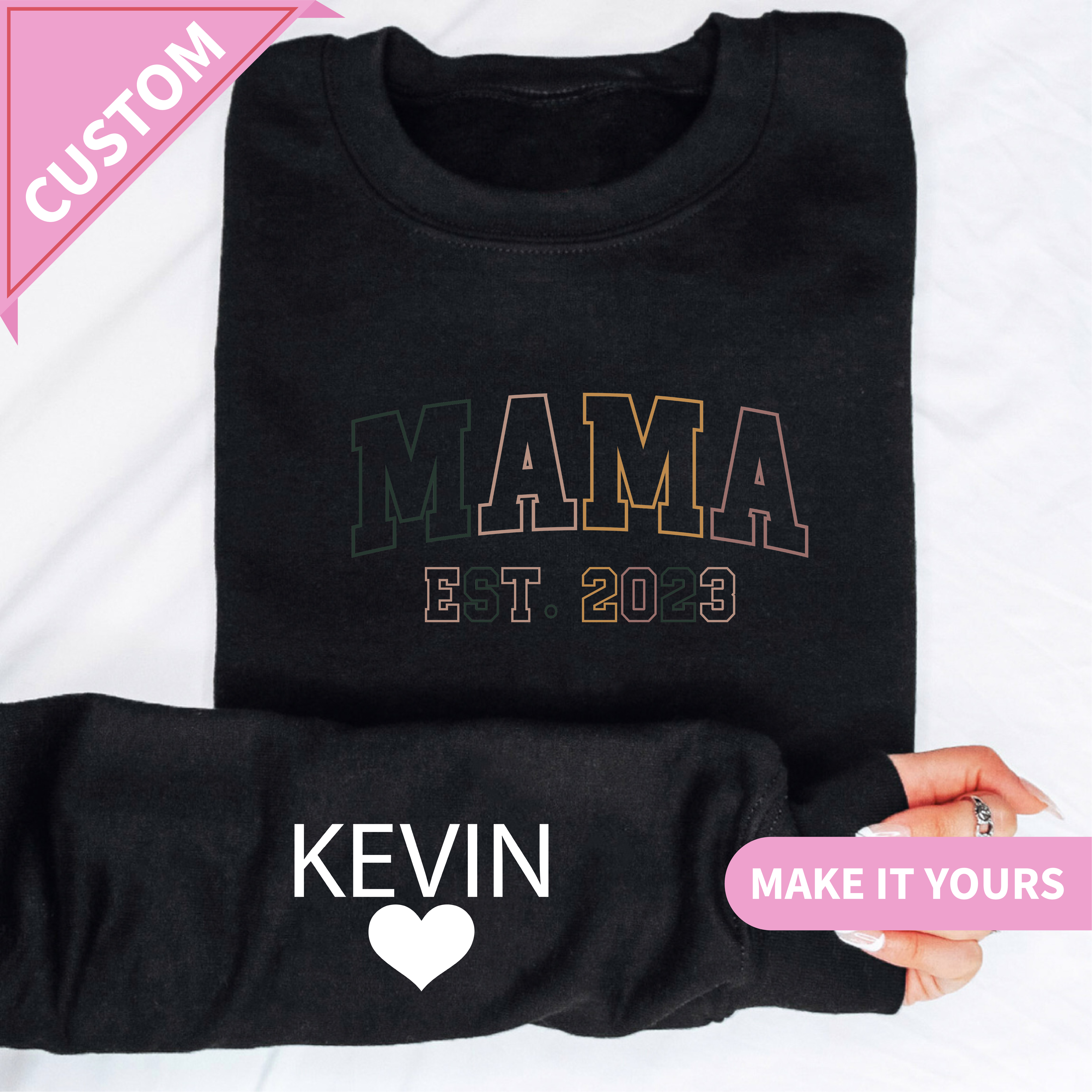 Custom Mama EST Year & Kids’ Names Sweatshirt