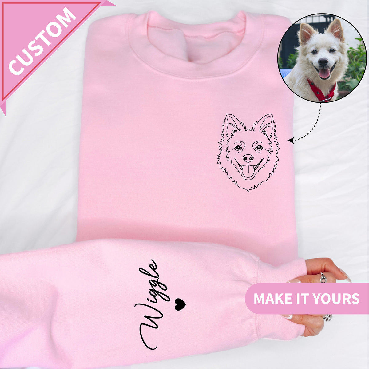 Sudadera personalizada con retrato lineal de mascota