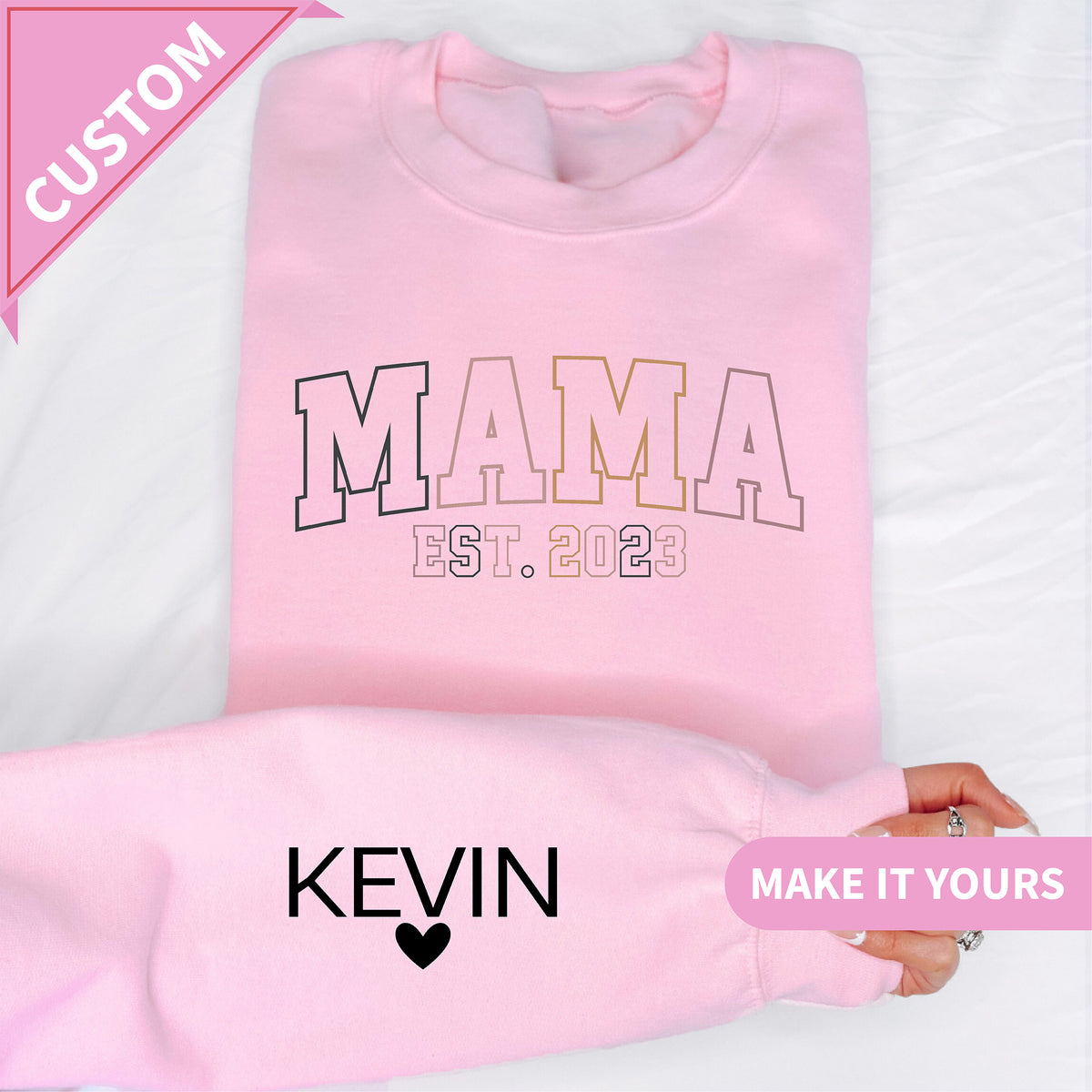 Custom Mama EST Year & Kids’ Names Sweatshirt
