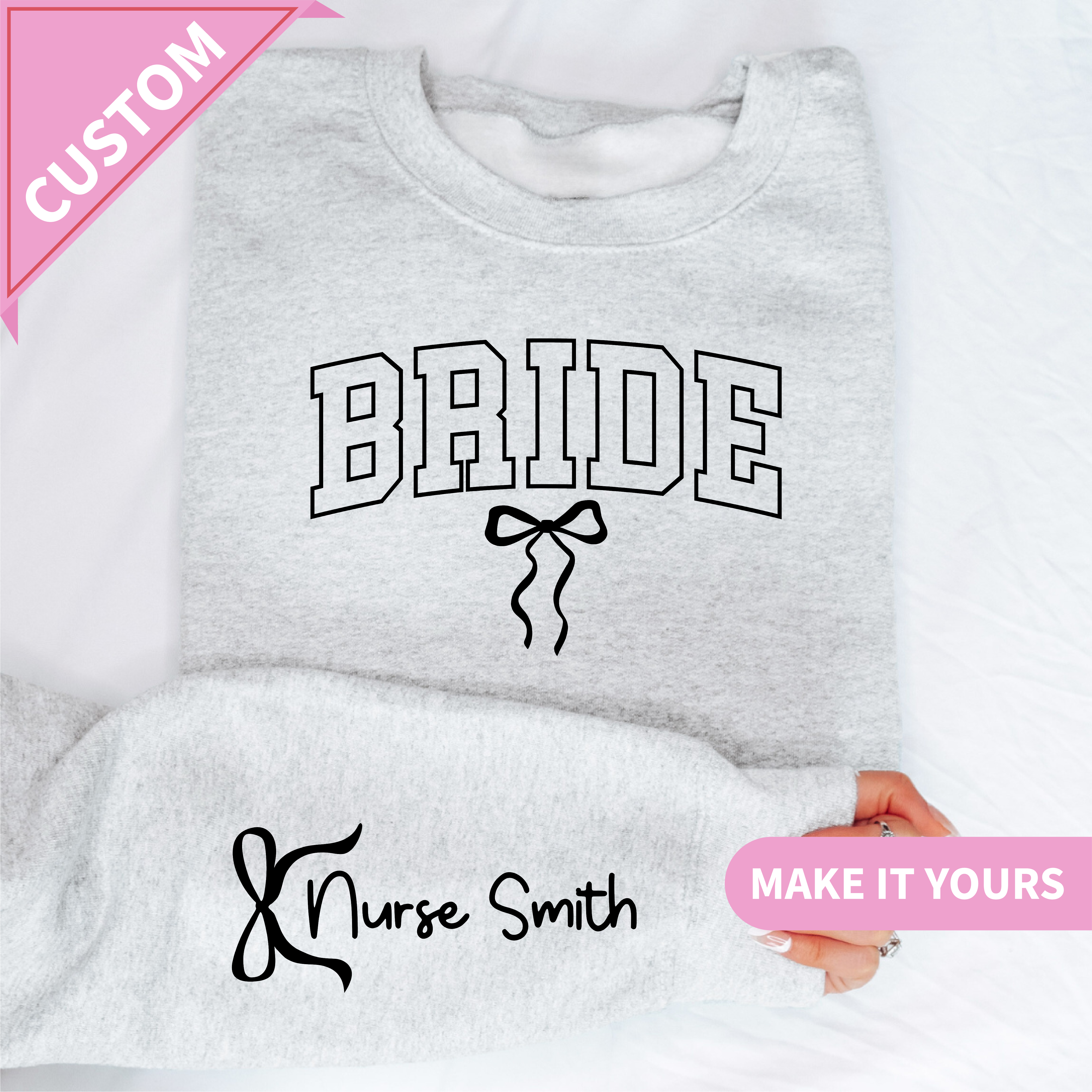 Personalized Future Mrs Sweatshirt With Custom Name On Sleeve