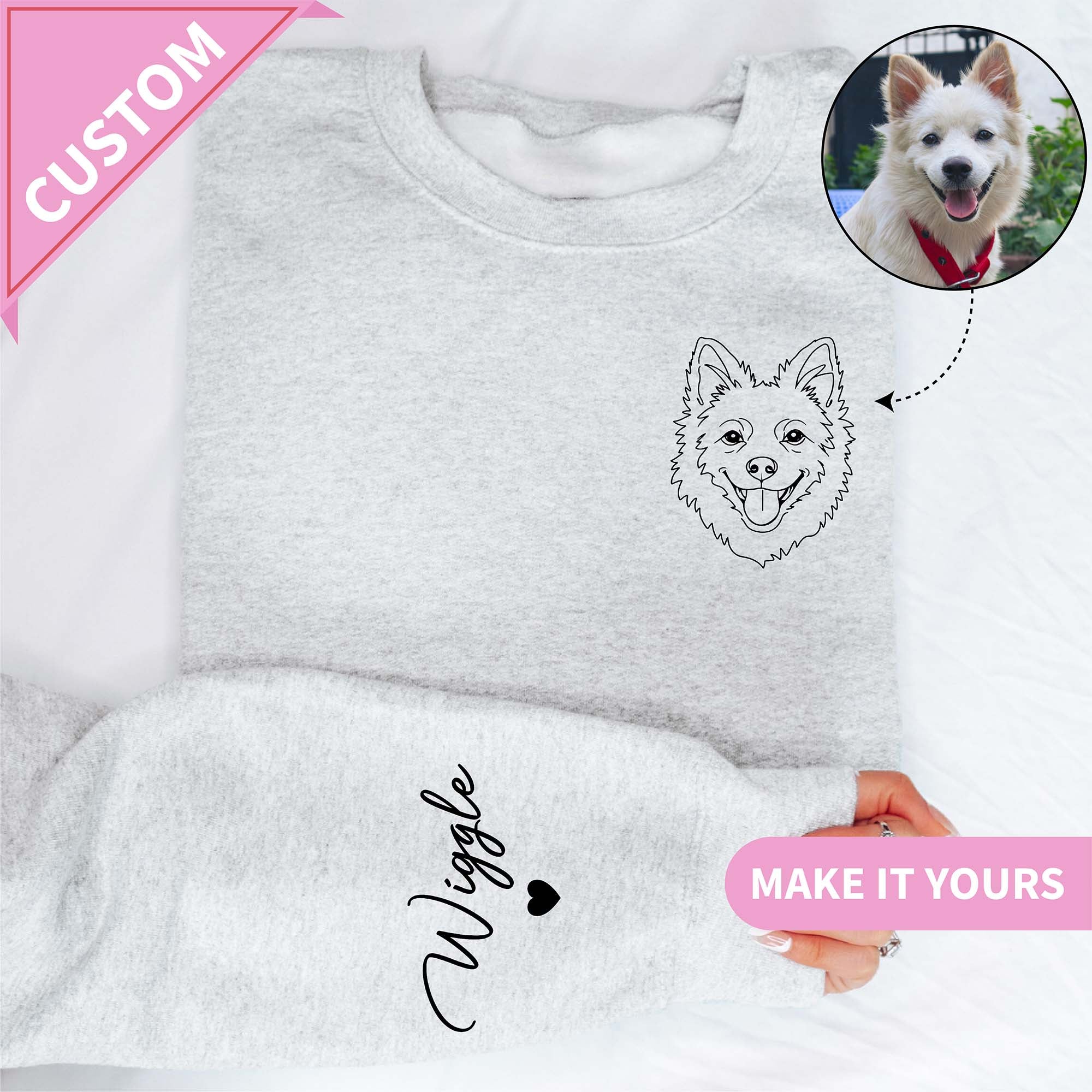 Sudadera personalizada con retrato lineal de mascota