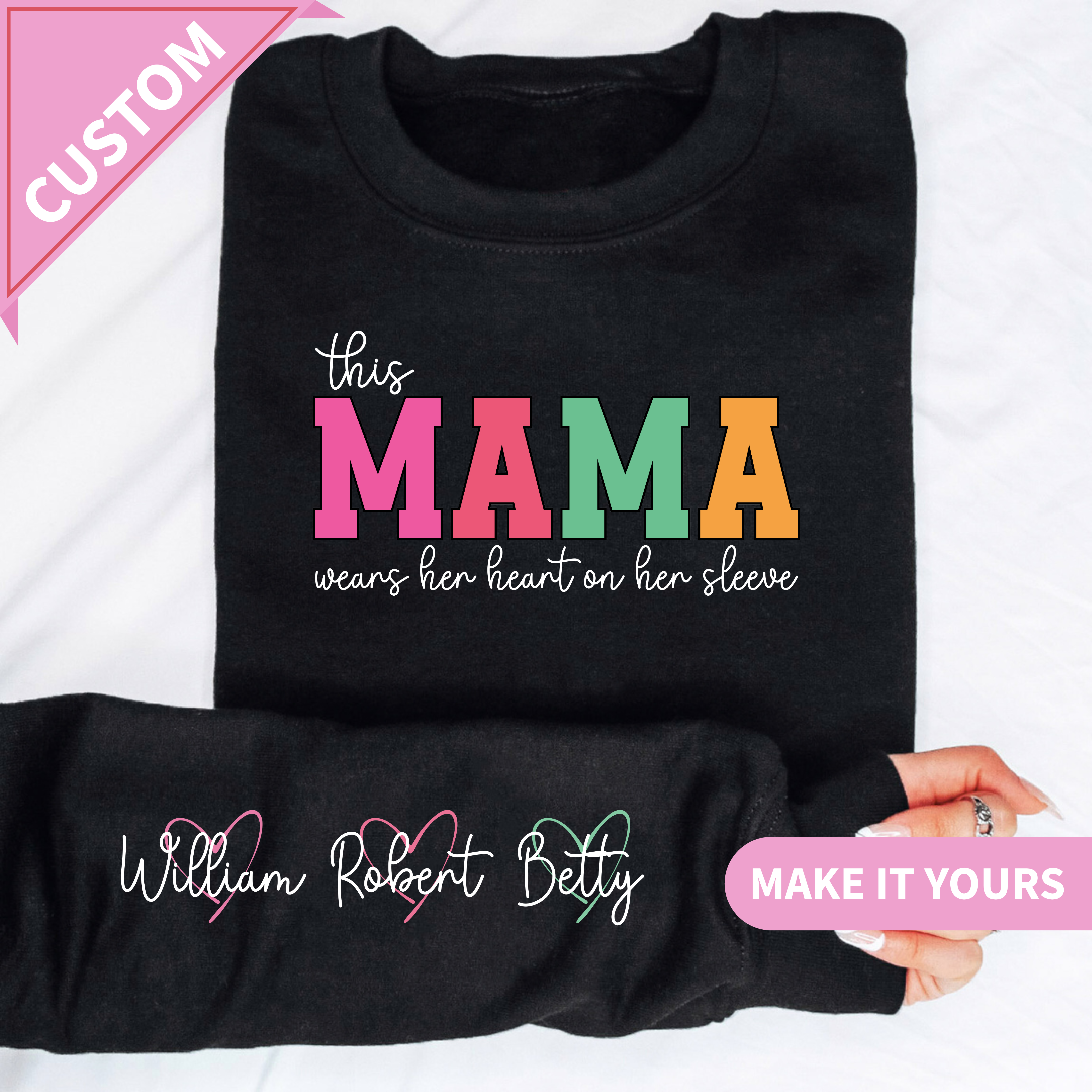 Custom MAMA Colorful Personalized Gift For Moms Sweatshirt