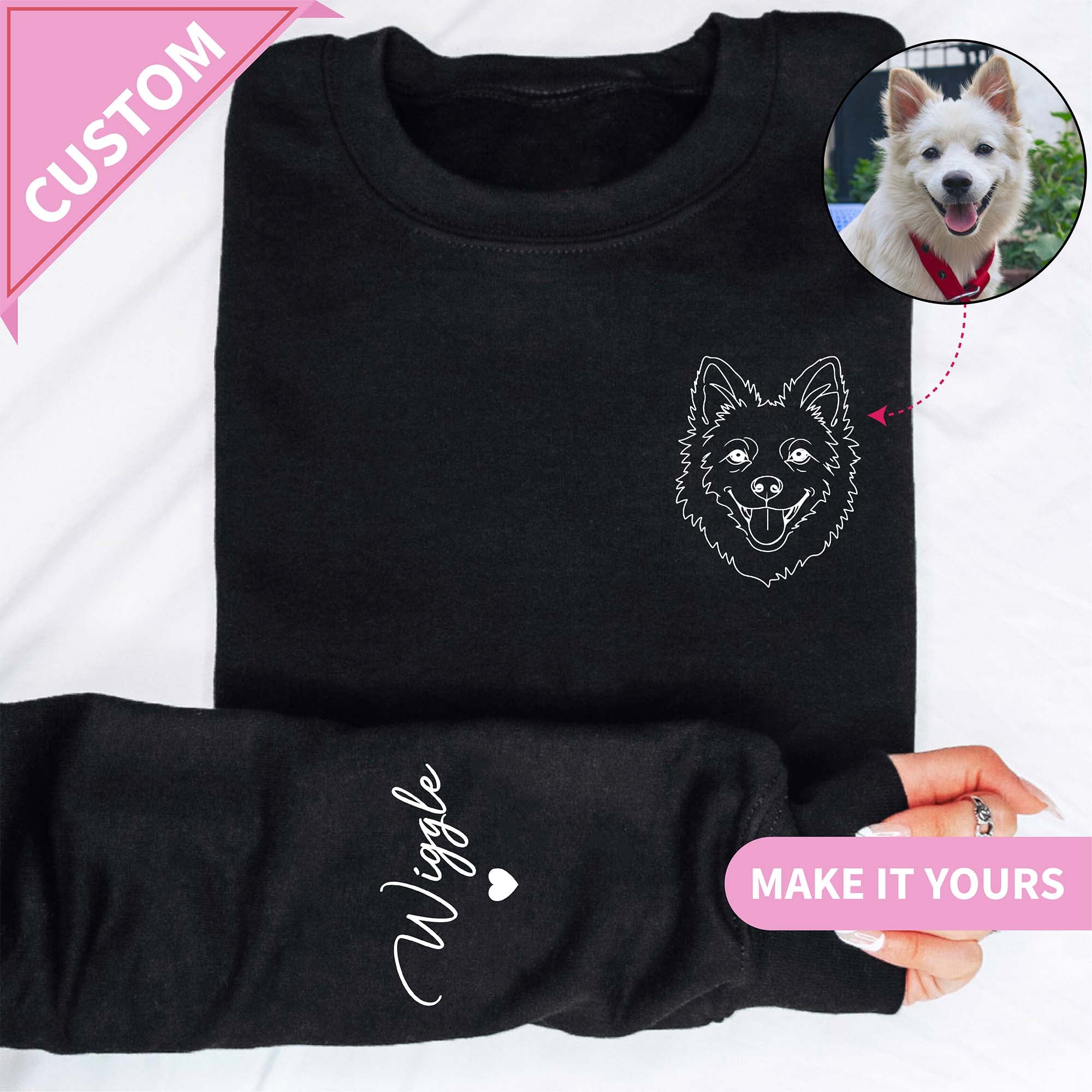 Sudadera personalizada con retrato lineal de mascota