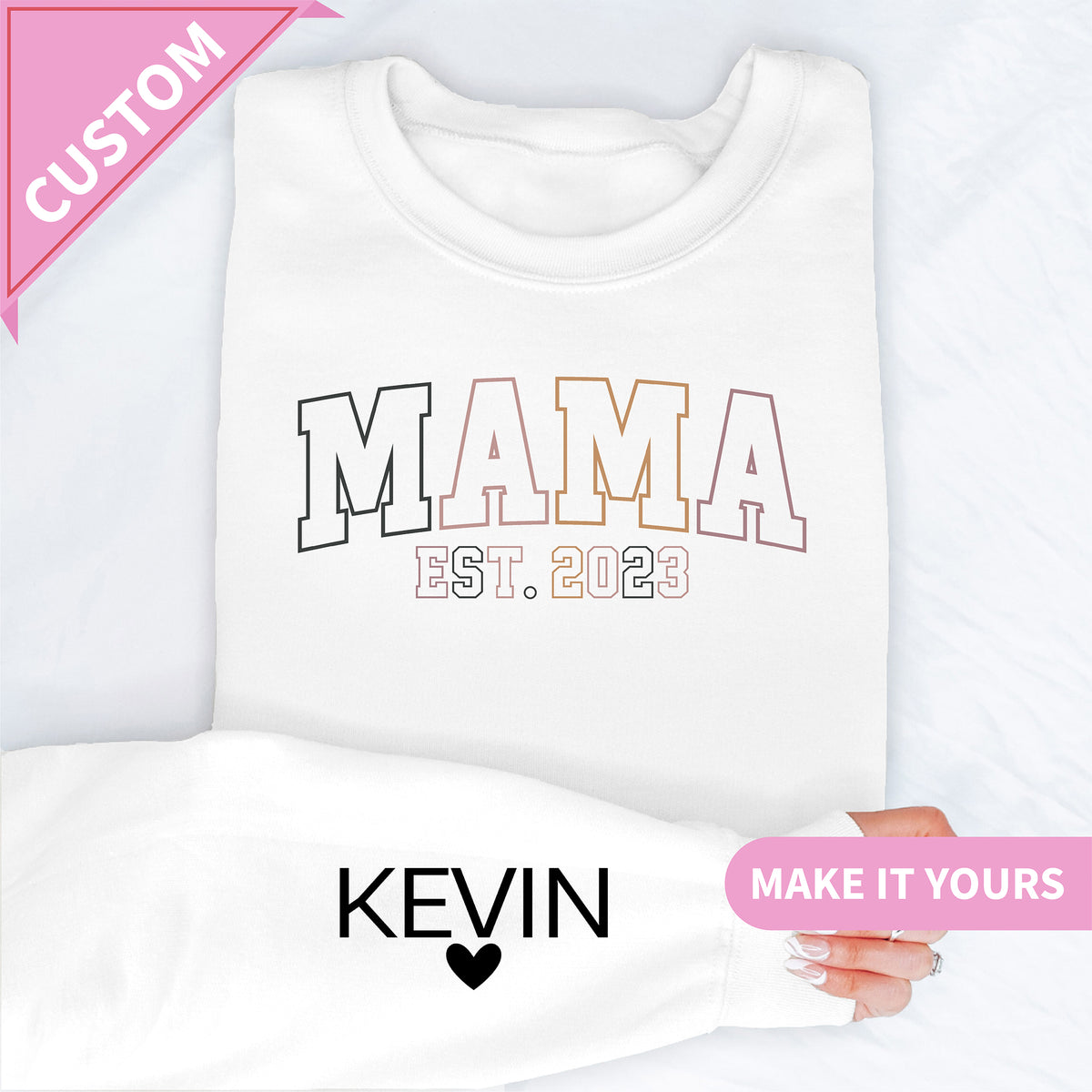 Custom Mama EST Year & Kids’ Names Sweatshirt