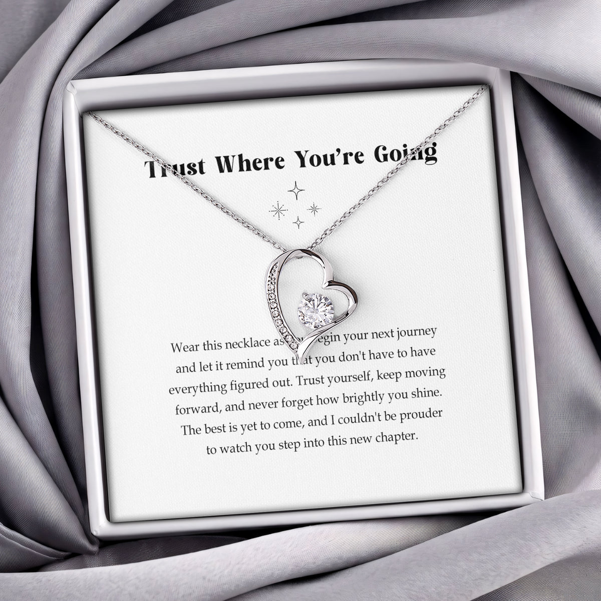 \"Trust Where You're Going\" Heart Pendant Necklace – Moving Away Keepsake