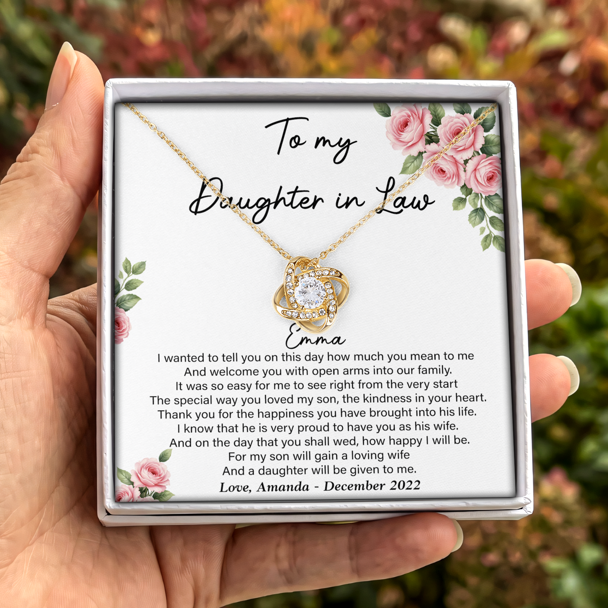 Personalized To My Daughter In Law Jewelry