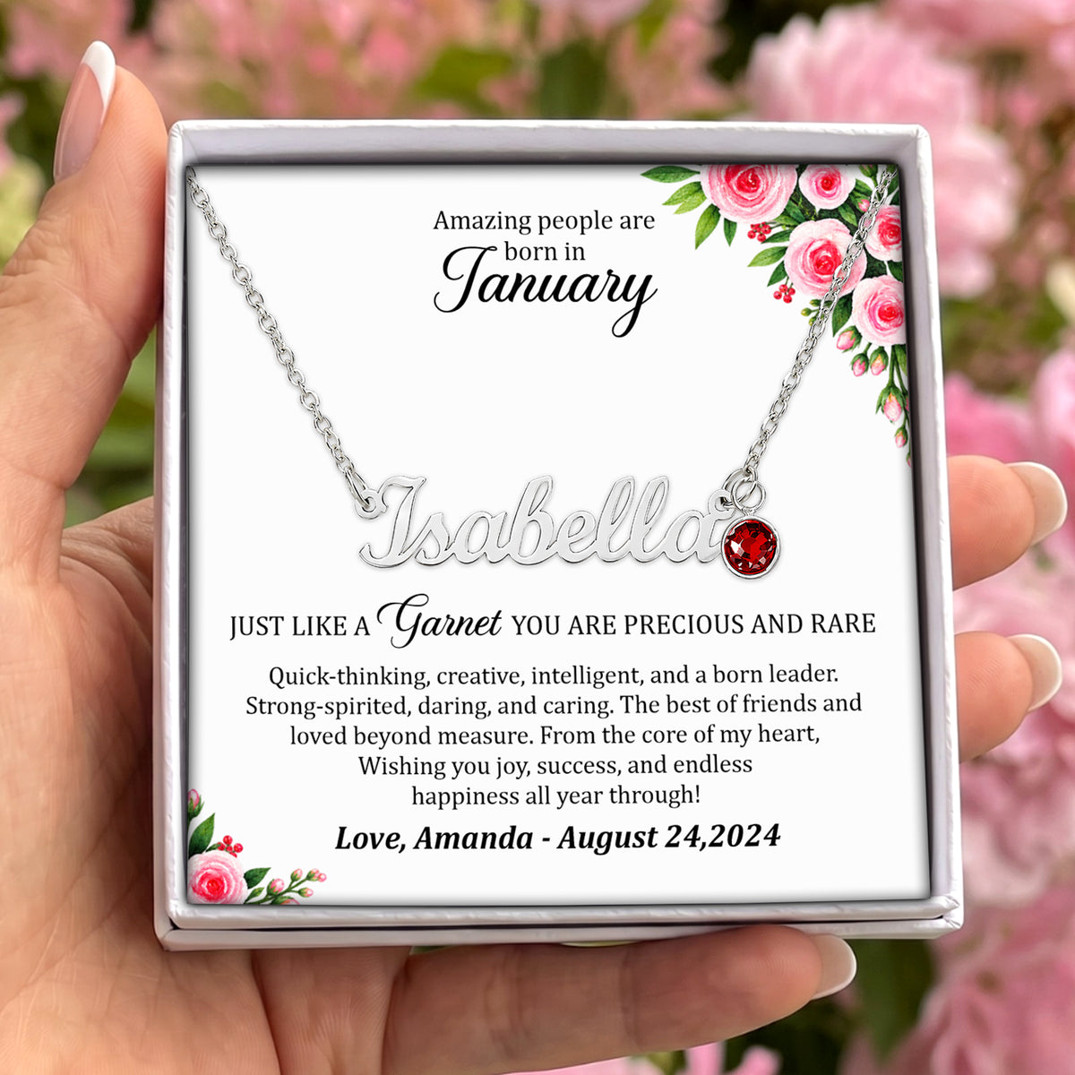 Personalized Name And Birthstone Necklace