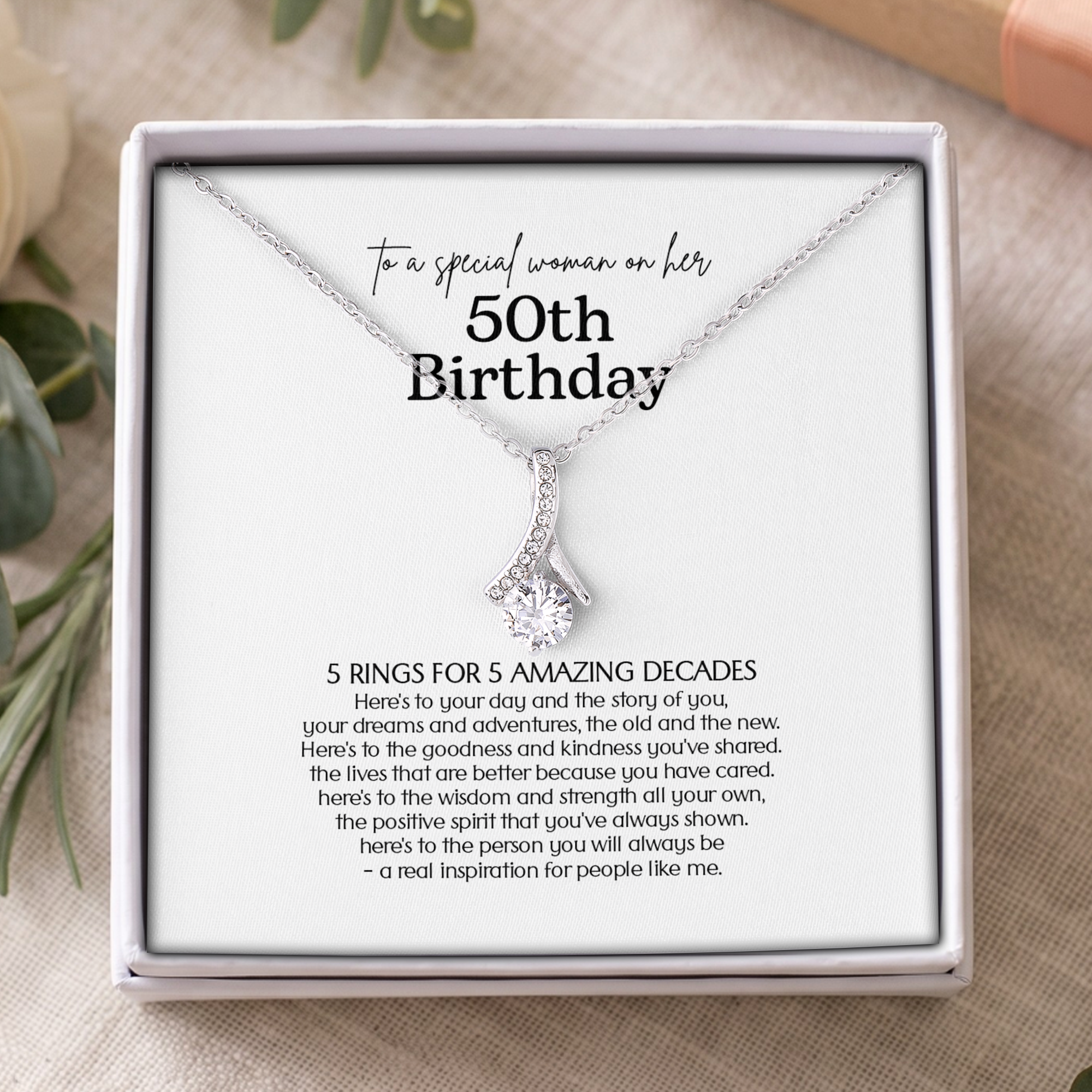 To A Special Woman On Her 50th Birthday Jewelry