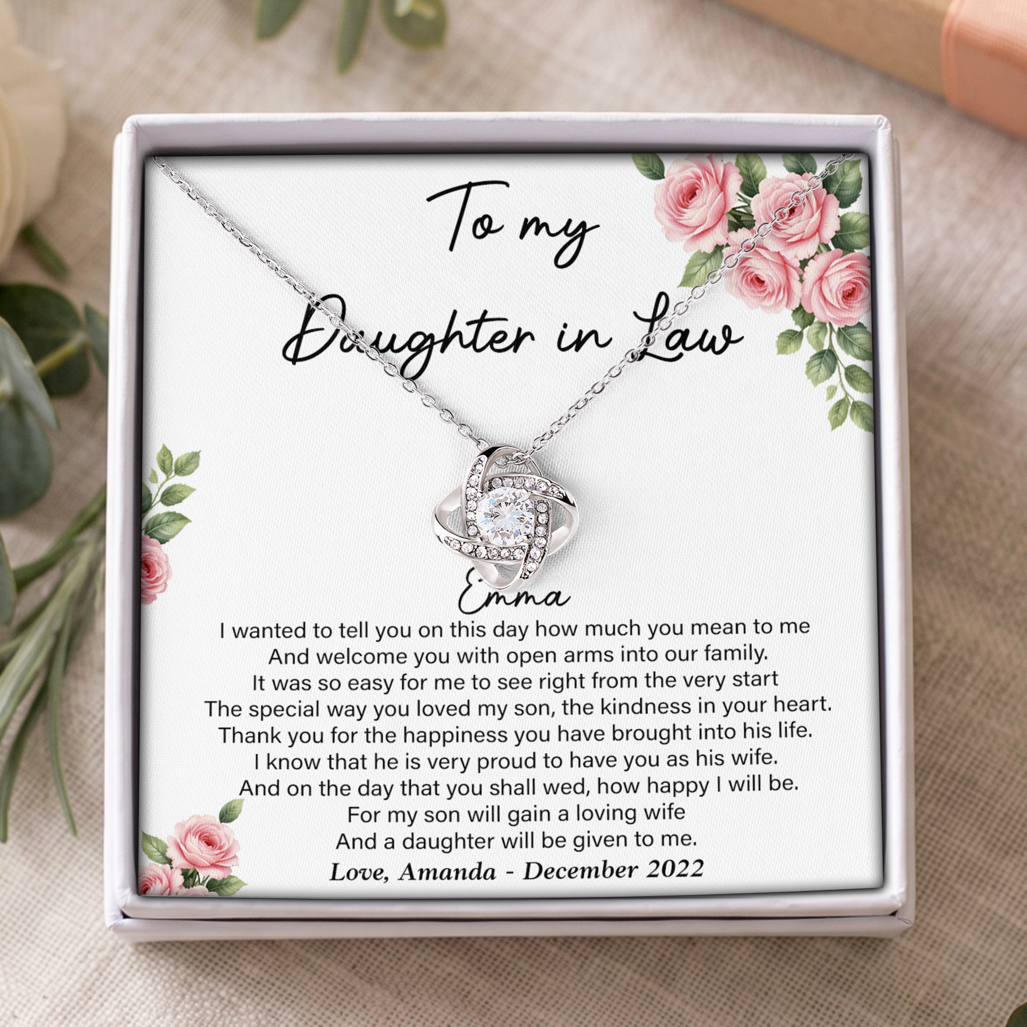 Personalized To My Daughter In Law Jewelry