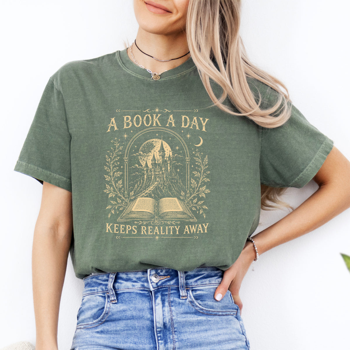 T-Shirt „Ein Buch am Tag“ mit Drachenmotiv