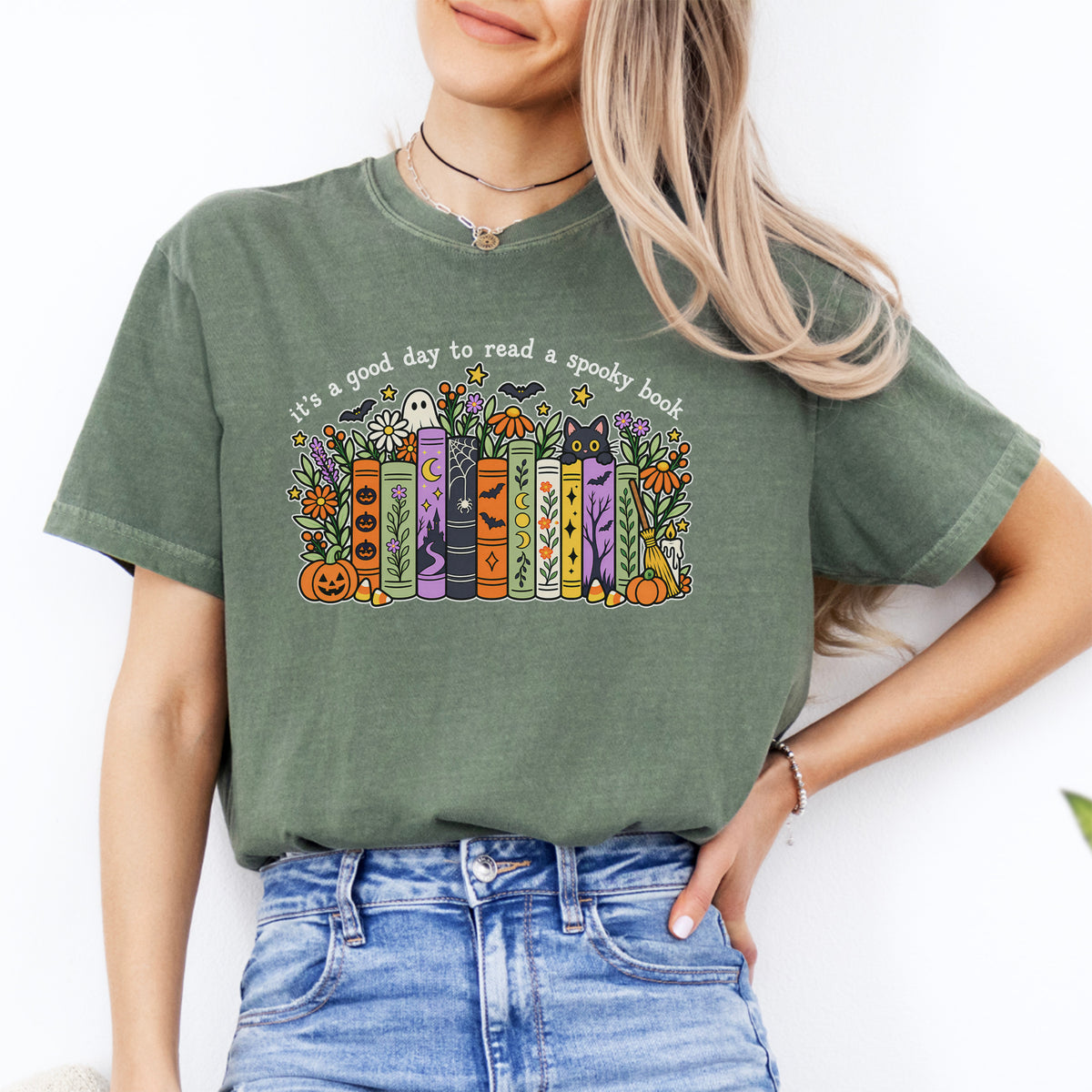 T-Shirt „Ein guter Tag, um ein Gruselbuch zu lesen“