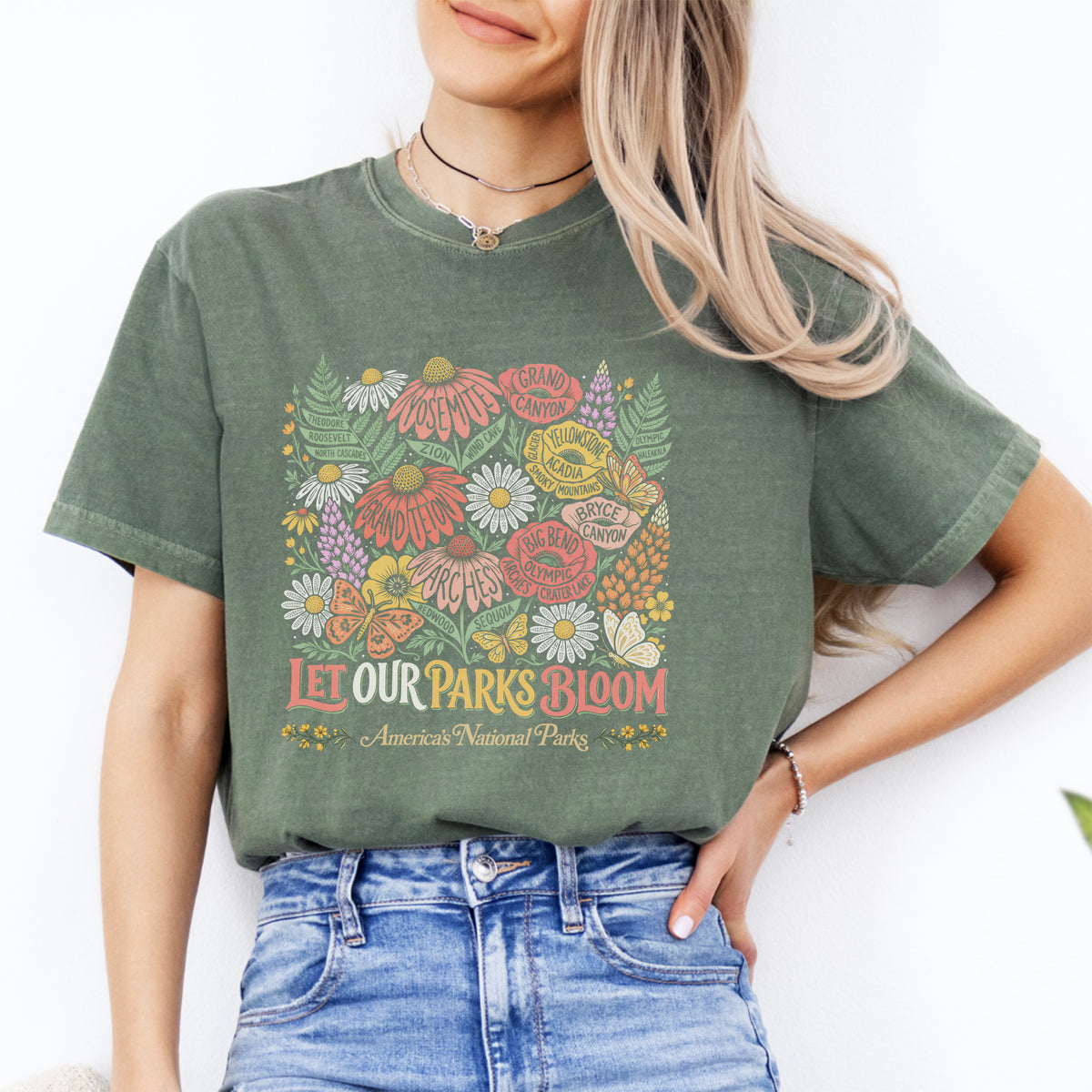 Oberteil mit Blumenmotiv zu Nationalparks – „Let Our Parks Bloom“