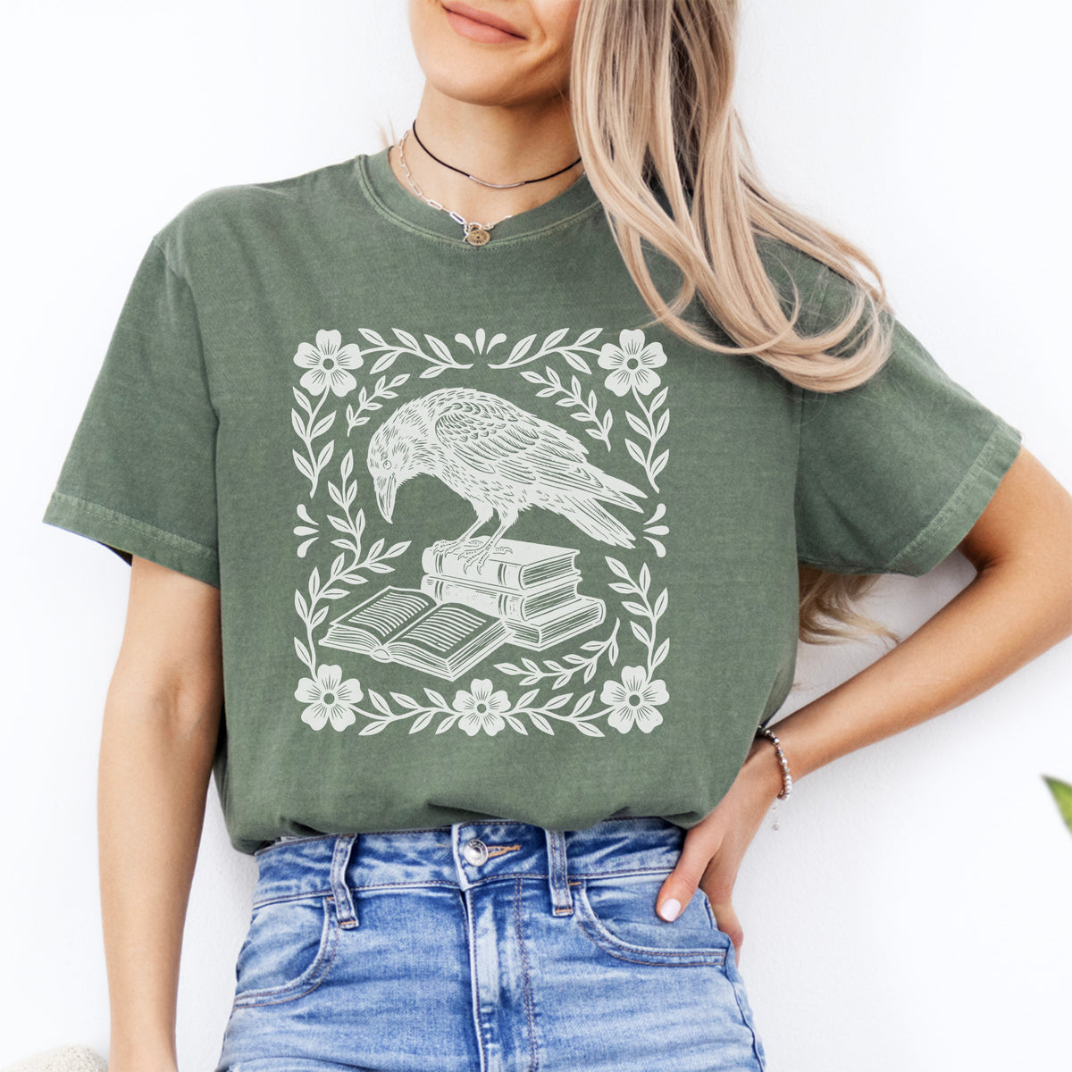 Bookish Raven Linocut Tee