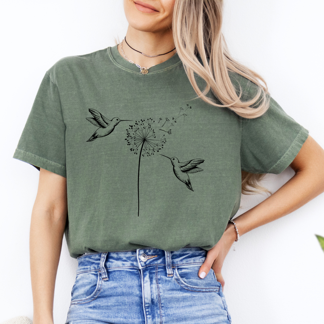 Cute Dandelion Hummingbird Tee