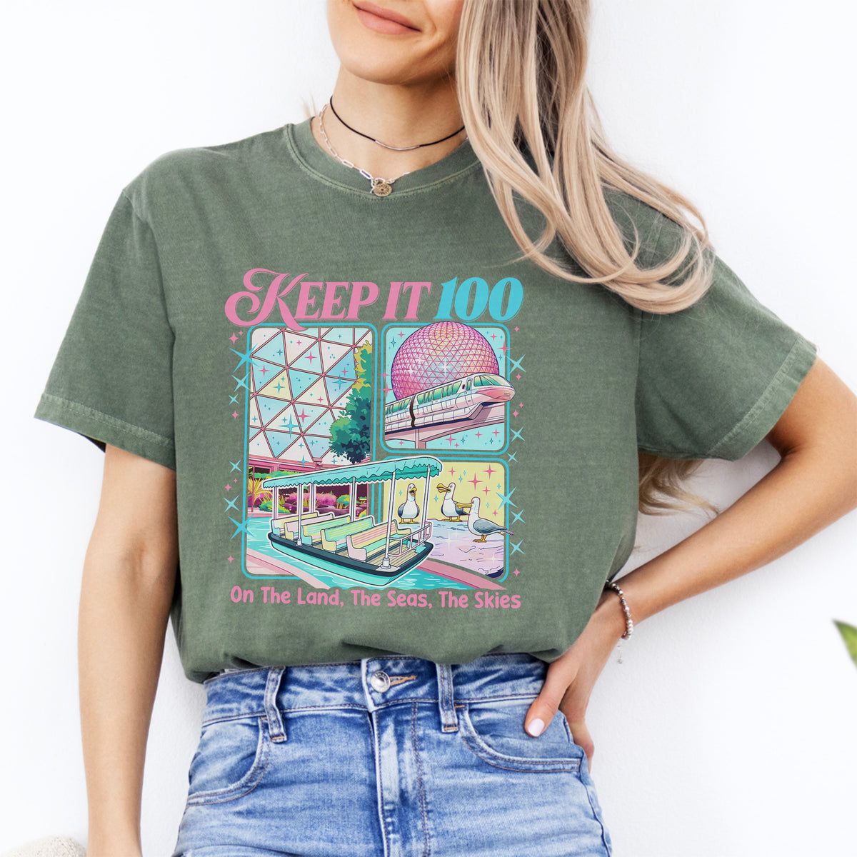 Keep It 100 The Land The Seas The Skies World Traveler Inspiriertes T-Shirt