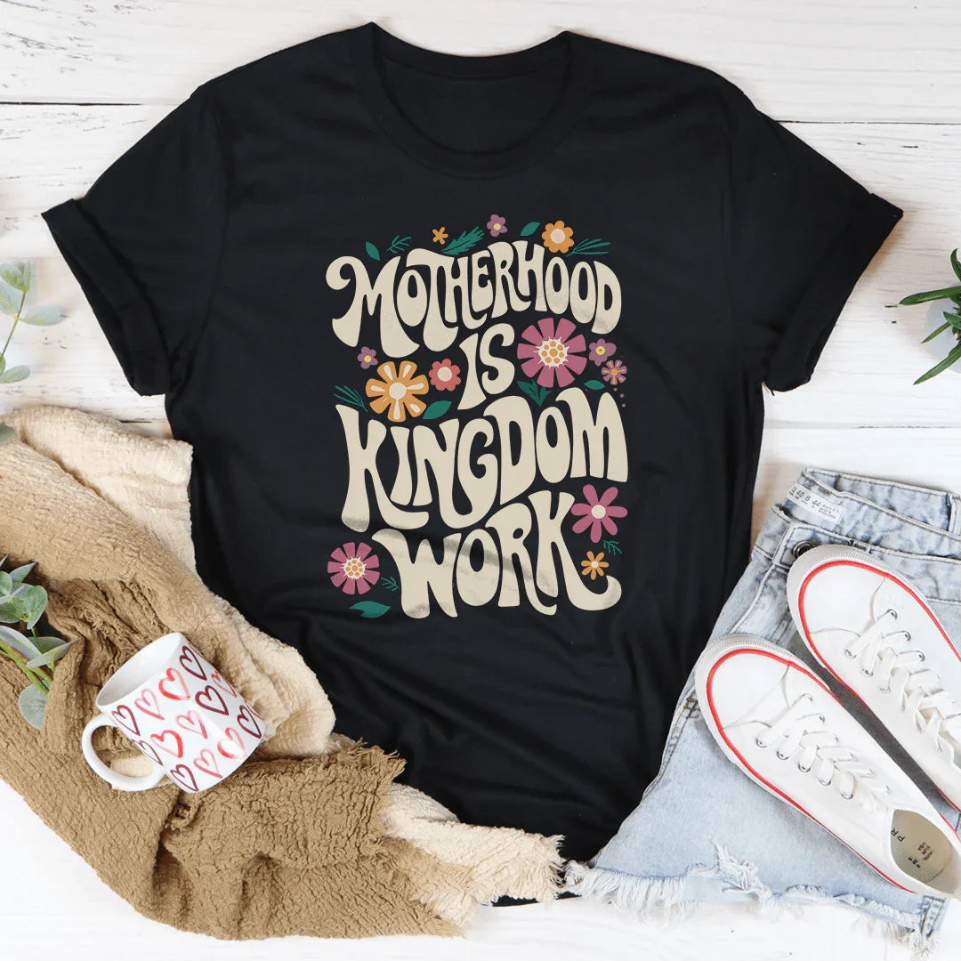 Motherhood Is Kingdom Work Tee Black Heather / S Peachy Sunday T-Shirt