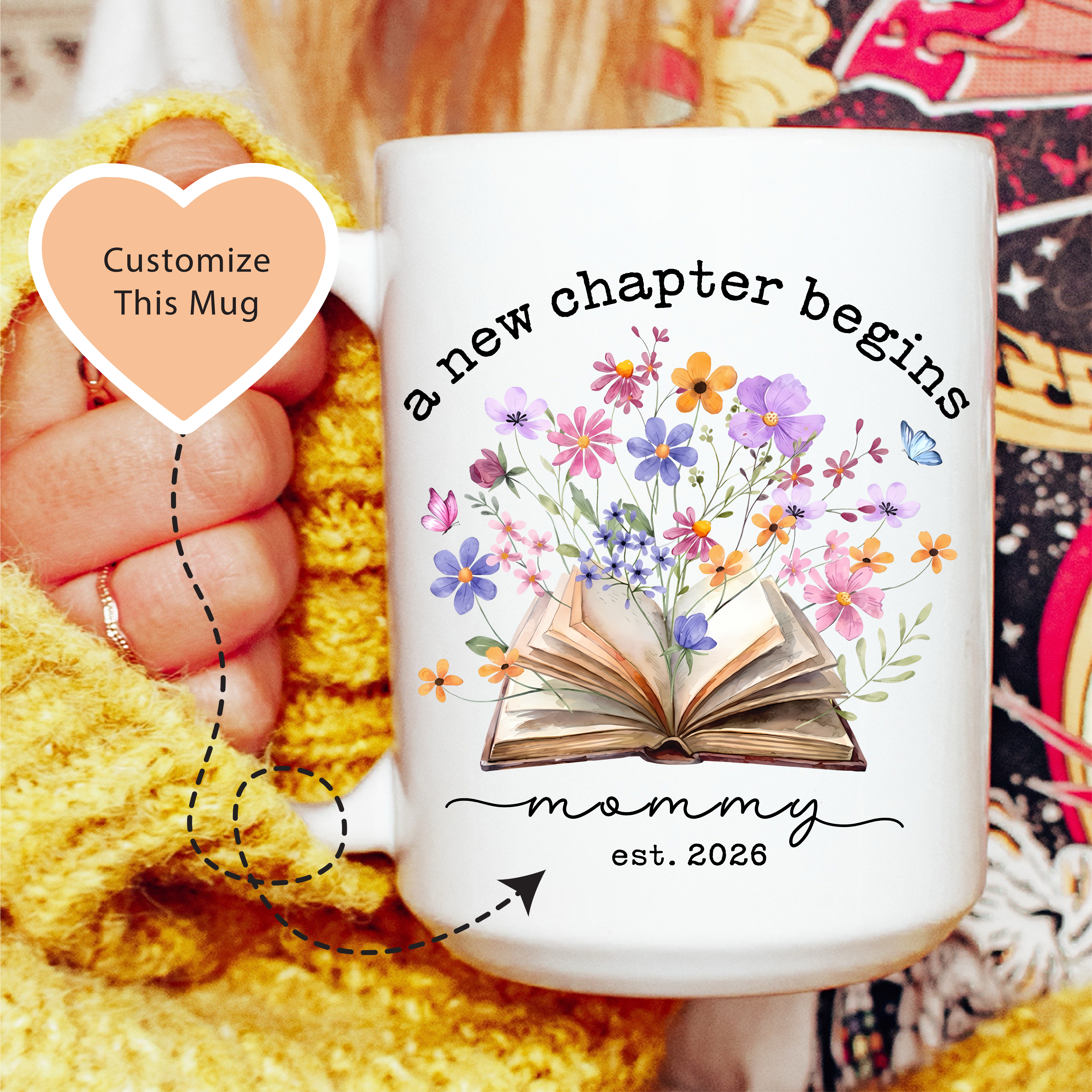 Taza personalizada "Un Nuevo Capítulo Comienza"