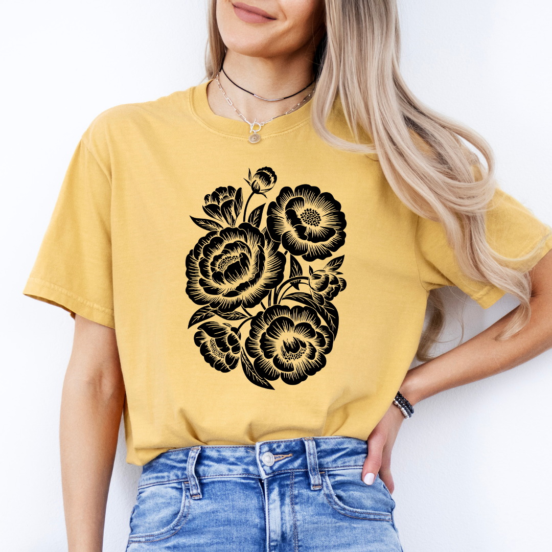 Vintage Linocut Flower Tee