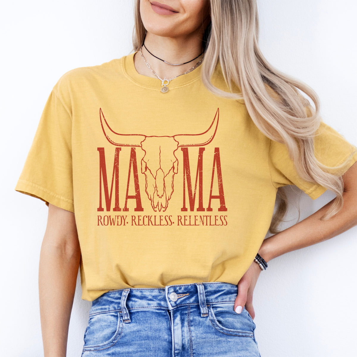 Country Rodeo Western Mama Casual Shirt – "MAMA: ROWDY, RECKLESS, RELENTLESS"