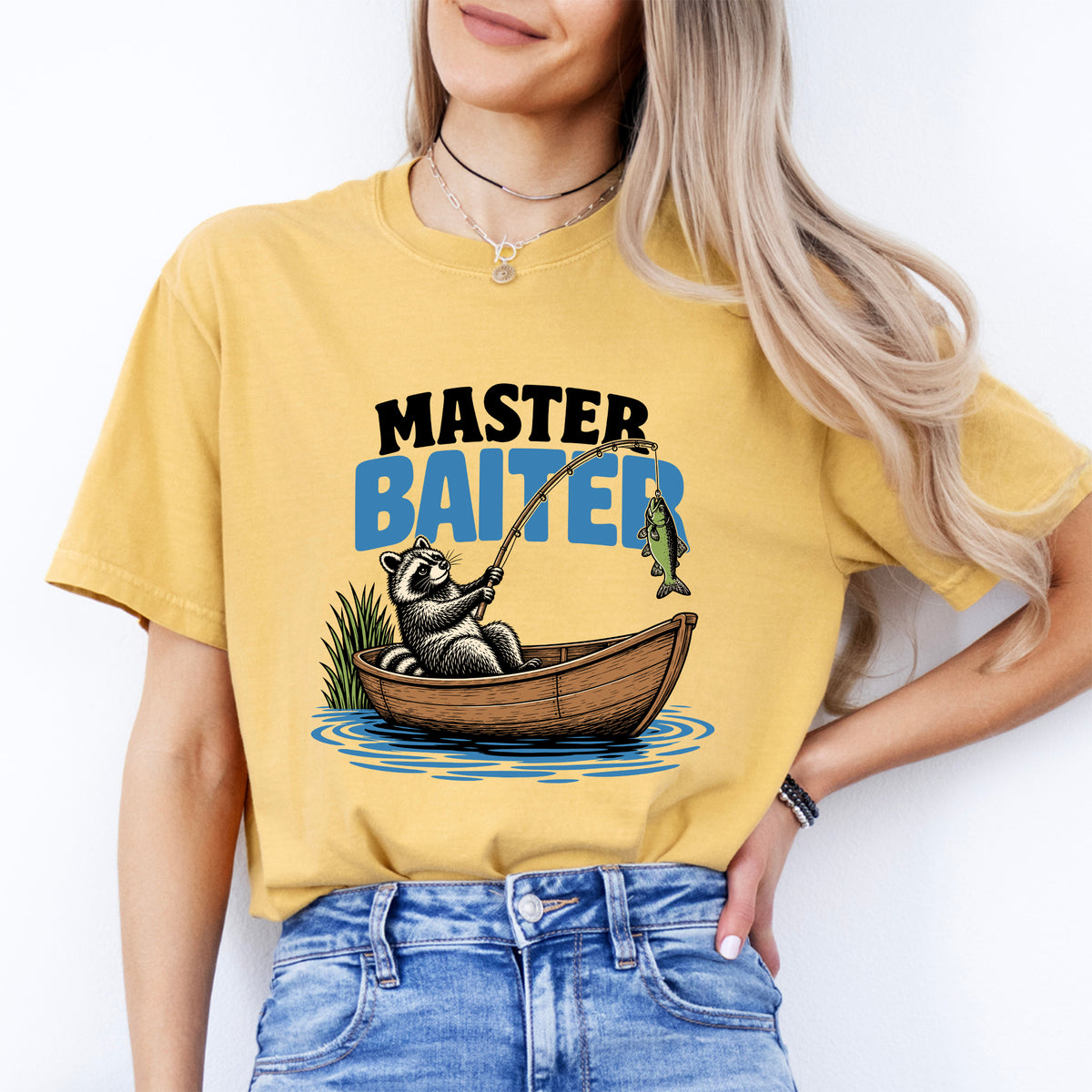 Lustiges Angel-T-Shirt mit „Master Baiter“-Grafik