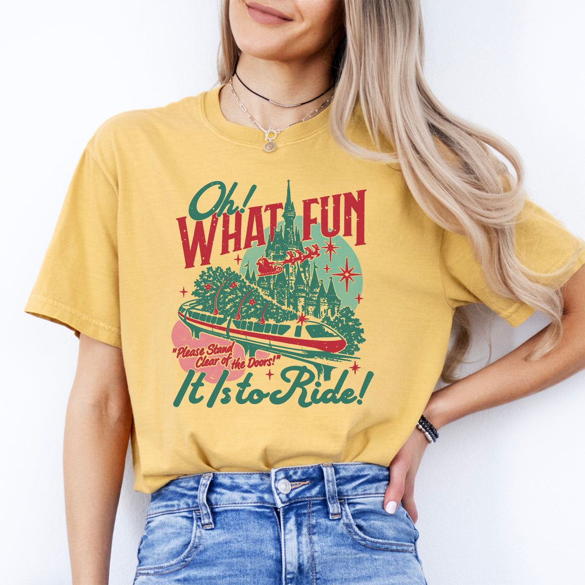 T-Shirt „Oh, wie schön ist es, an Weihnachten zu fahren“
