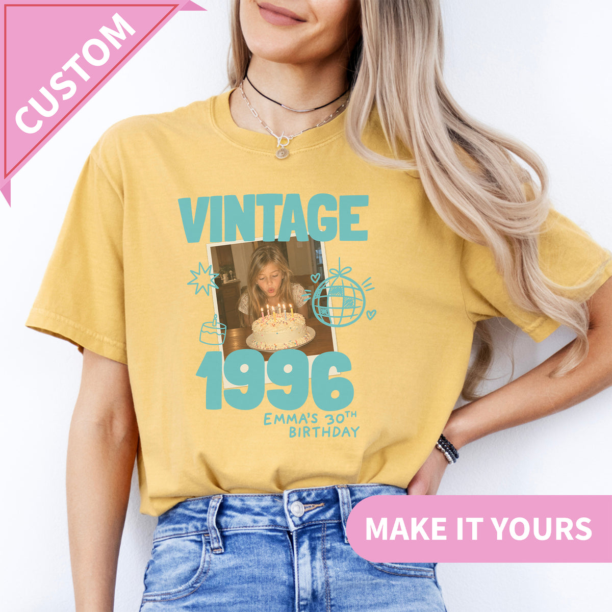 Personalisiertes Vintage-Foto- und Jahrgangs-T-Shirt