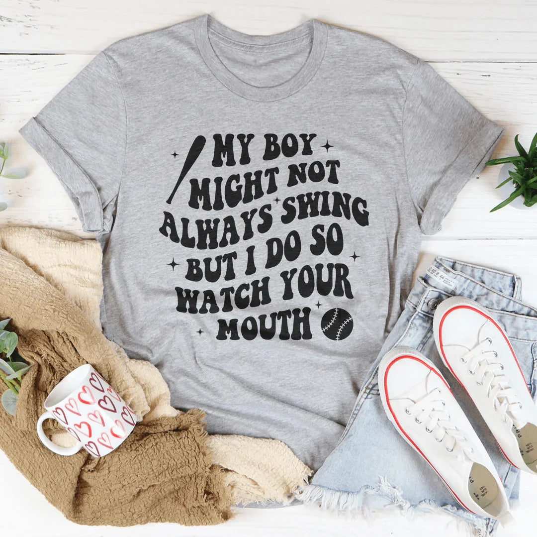 My Boy Might Not Always Swing Tee Athletic Heather / S Peachy Sunday T-Shirt