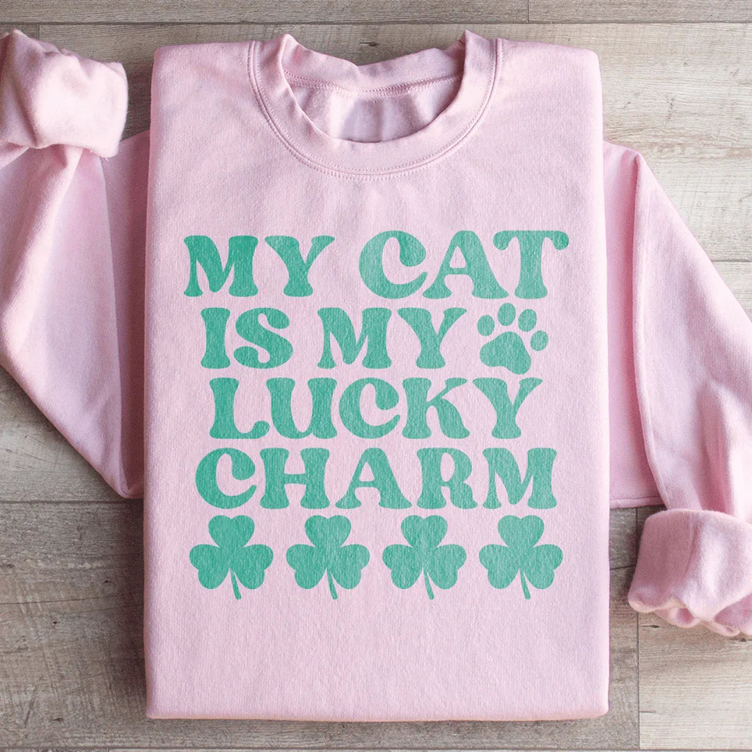 My Cat Is My Lucky Charm Sweatshirt Light Pink / S Peachy Sunday T-Shirt
