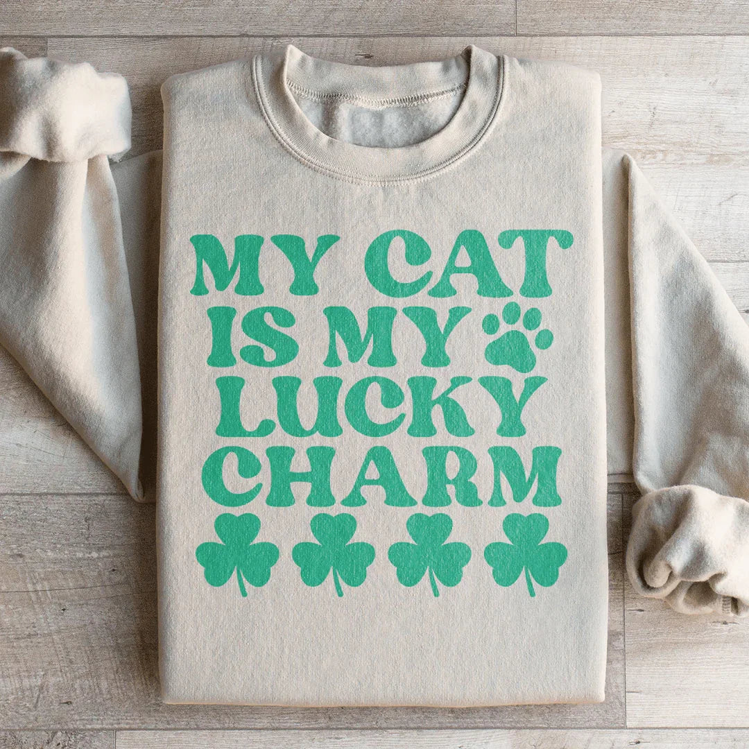 My Cat Is My Lucky Charm Sweatshirt Sand / S Peachy Sunday T-Shirt