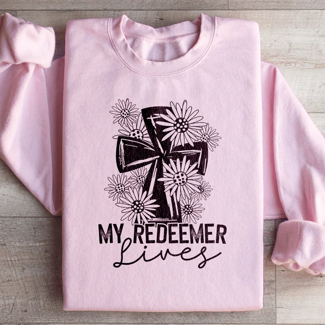 My Redeemer Lives Sweatshirt Light Pink / S Peachy Sunday T-Shirt