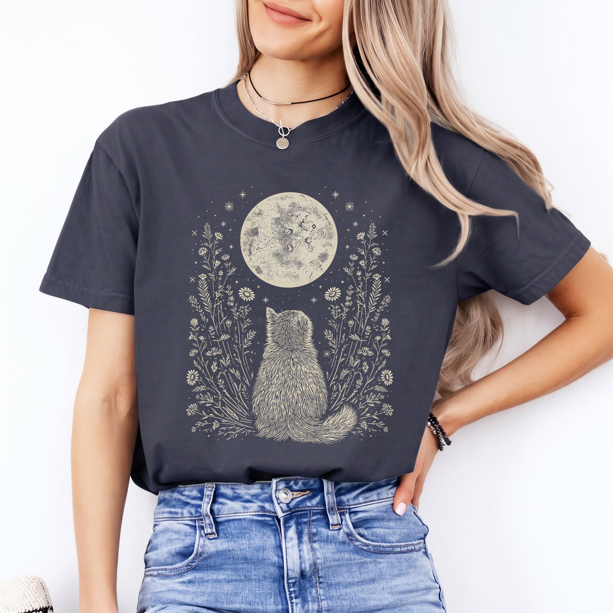 Celestial Cat Moon Tee