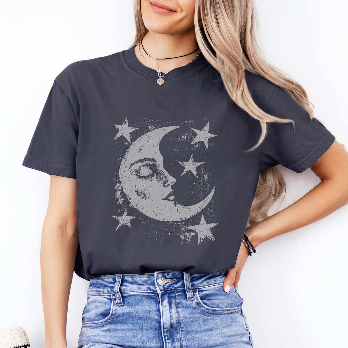 T-shirt Lune et étoiles célestes