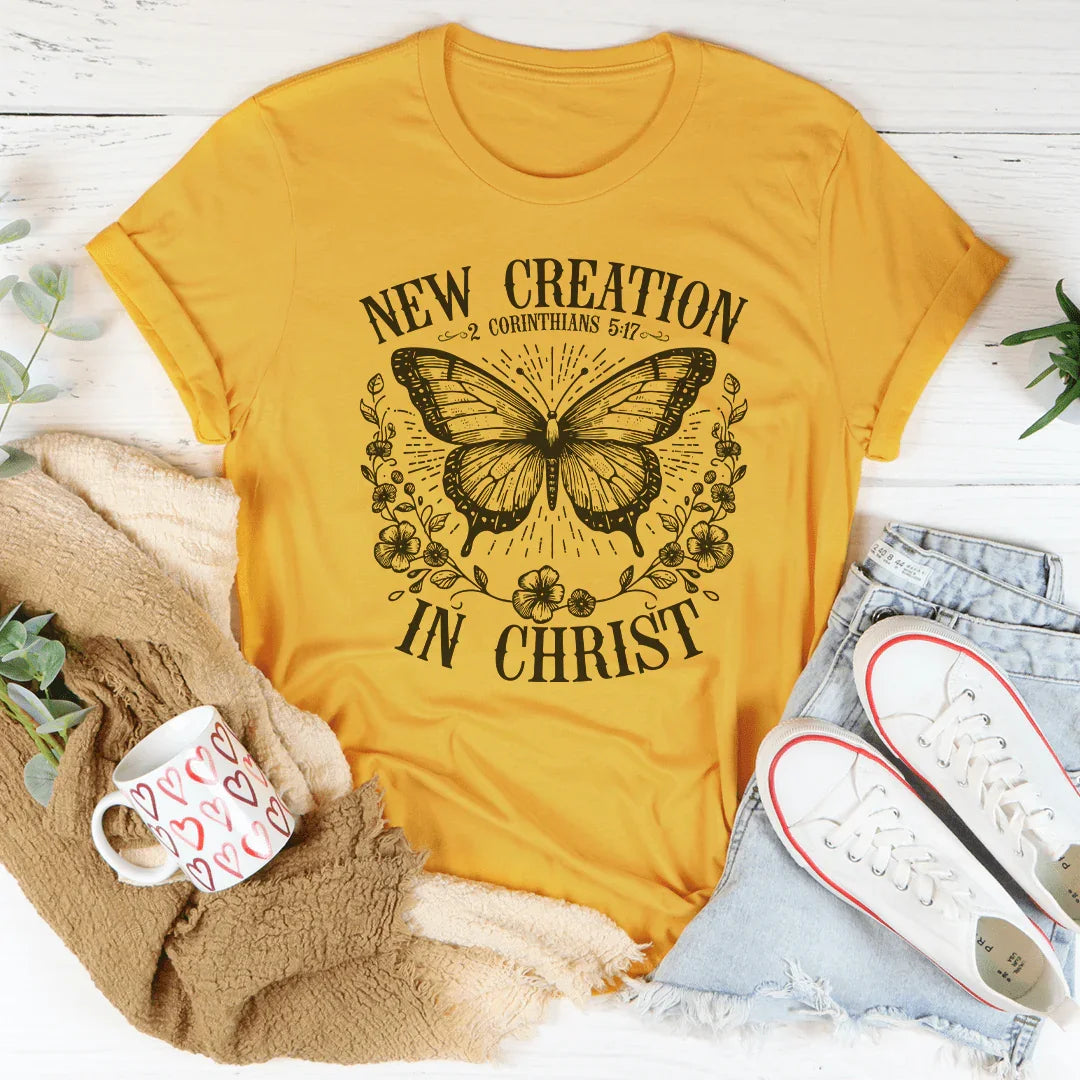 New Creation 2 Corinthians 517 In Christ Tee Mustard / S Peachy Sunday T-Shirt