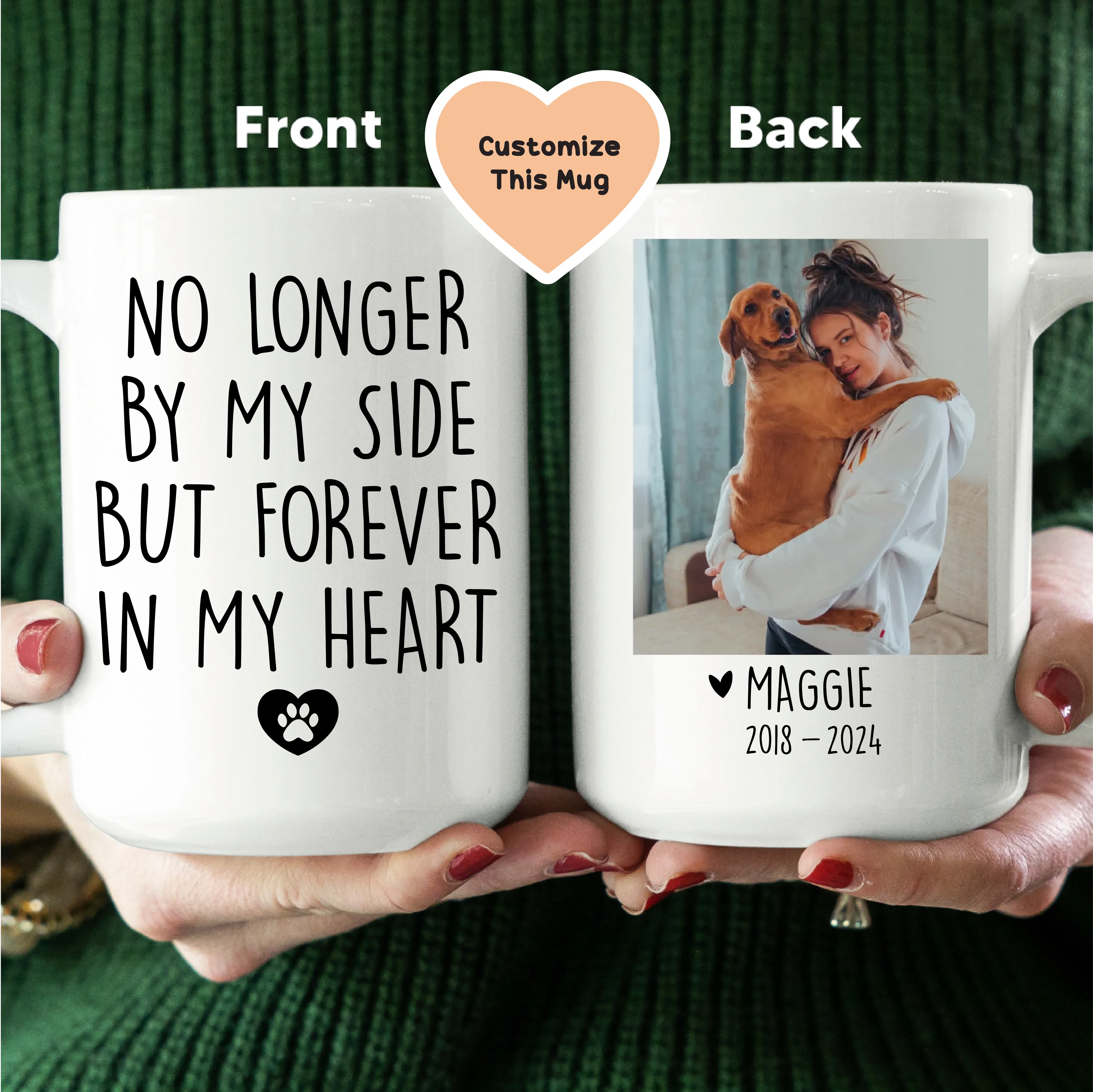 No Longer By My Side Pet Memorial Custom Mug White / 15 oz printful T-Shirt