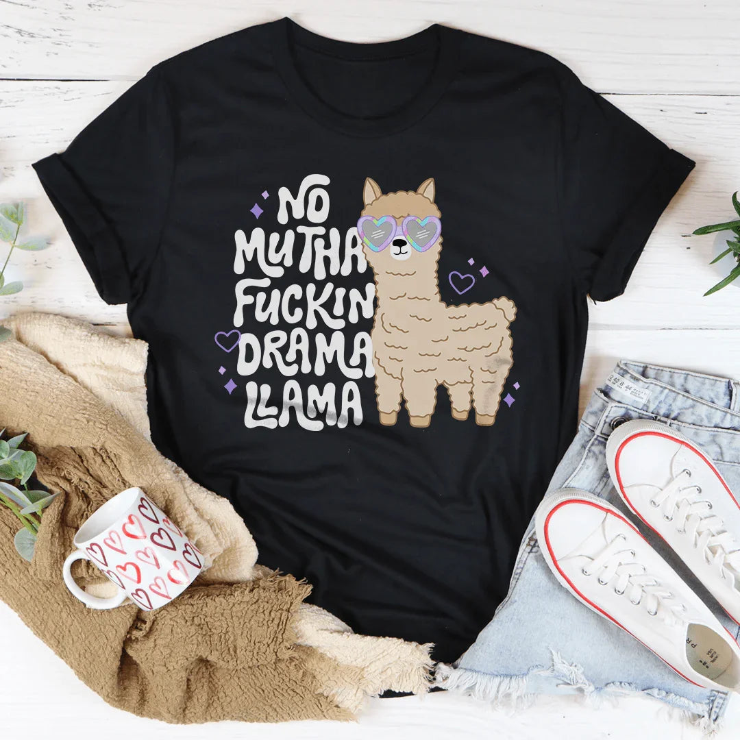 No Mutha F-ckin Drama LLama Tee Black Heather / S Peachy Sunday T-Shirt