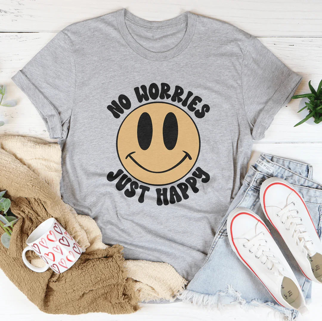 No Worries Just Happy Tee Athletic Heather / S Peachy Sunday T-Shirt