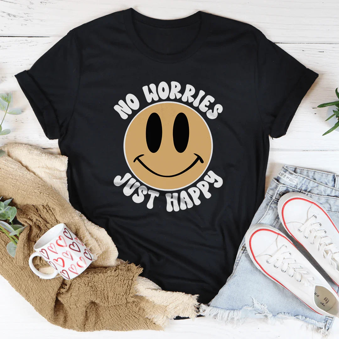 No Worries Just Happy Tee Black Heather / S Peachy Sunday T-Shirt