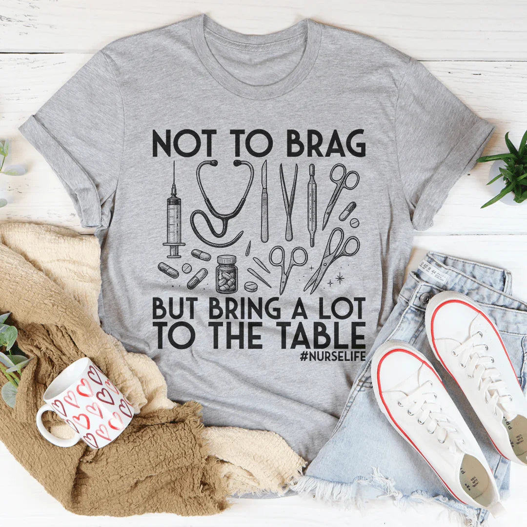 Not To Brag But Bring A Lot To The Table Tee Athletic Heather / S Peachy Sunday T-Shirt