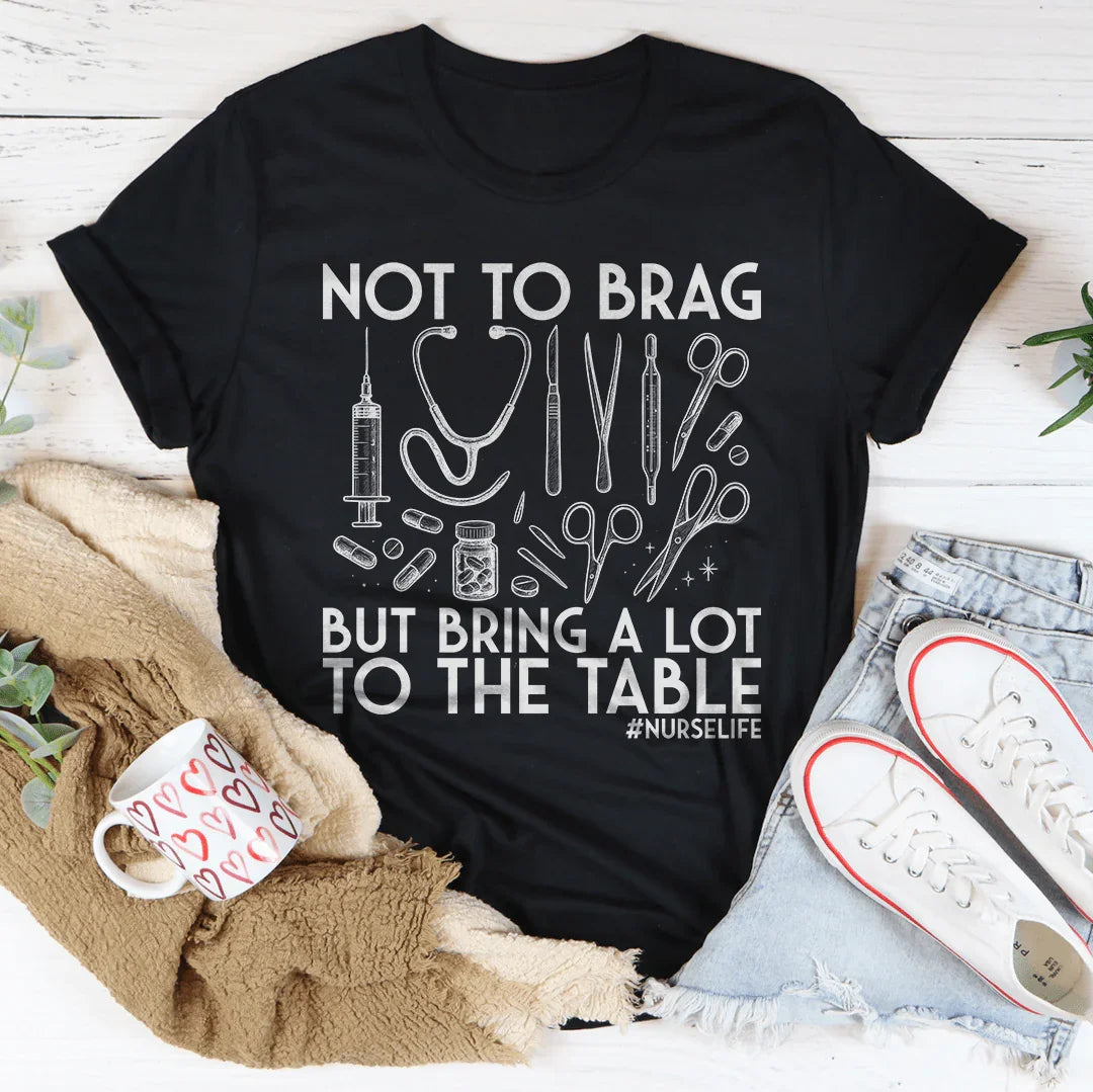 Not To Brag But Bring A Lot To The Table Tee Black Heather / S Peachy Sunday T-Shirt