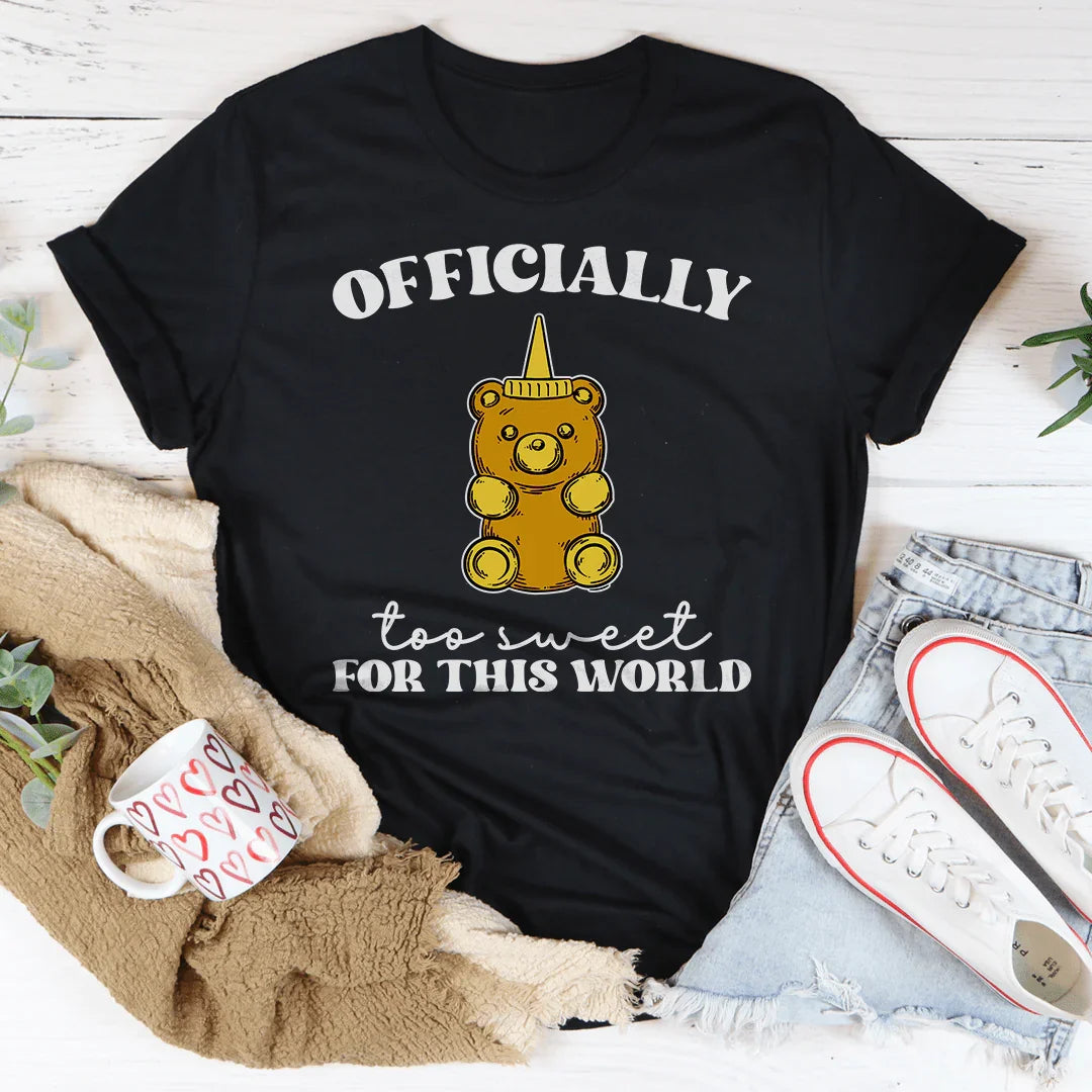 Officially To Sweet For This World Tee Black Heather / S Peachy Sunday T-Shirt